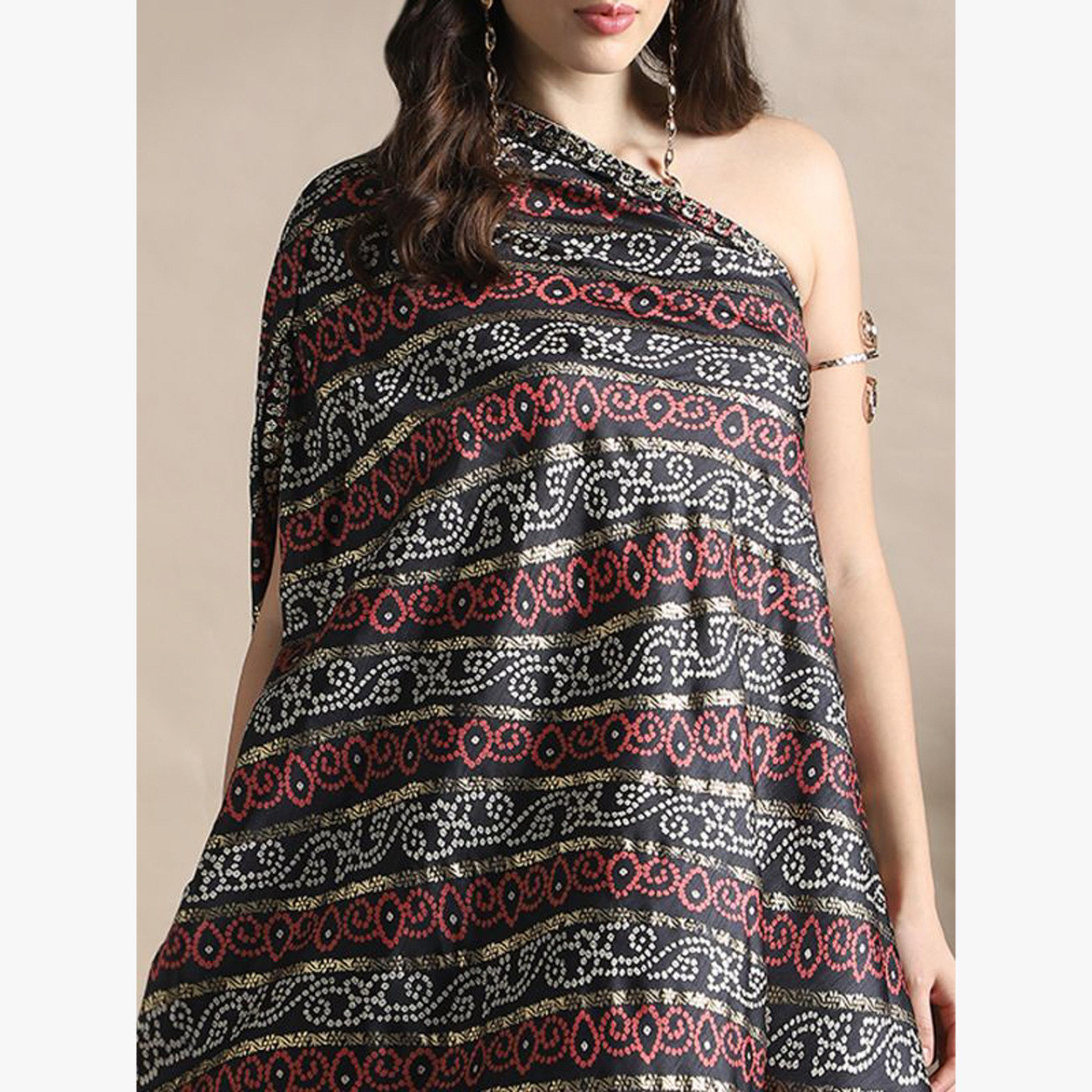 Globus X Styli Women Bandhani Printed Kurta and Flared Palazzos Fusion Co-ords-women-clothing-coordsets-image-4