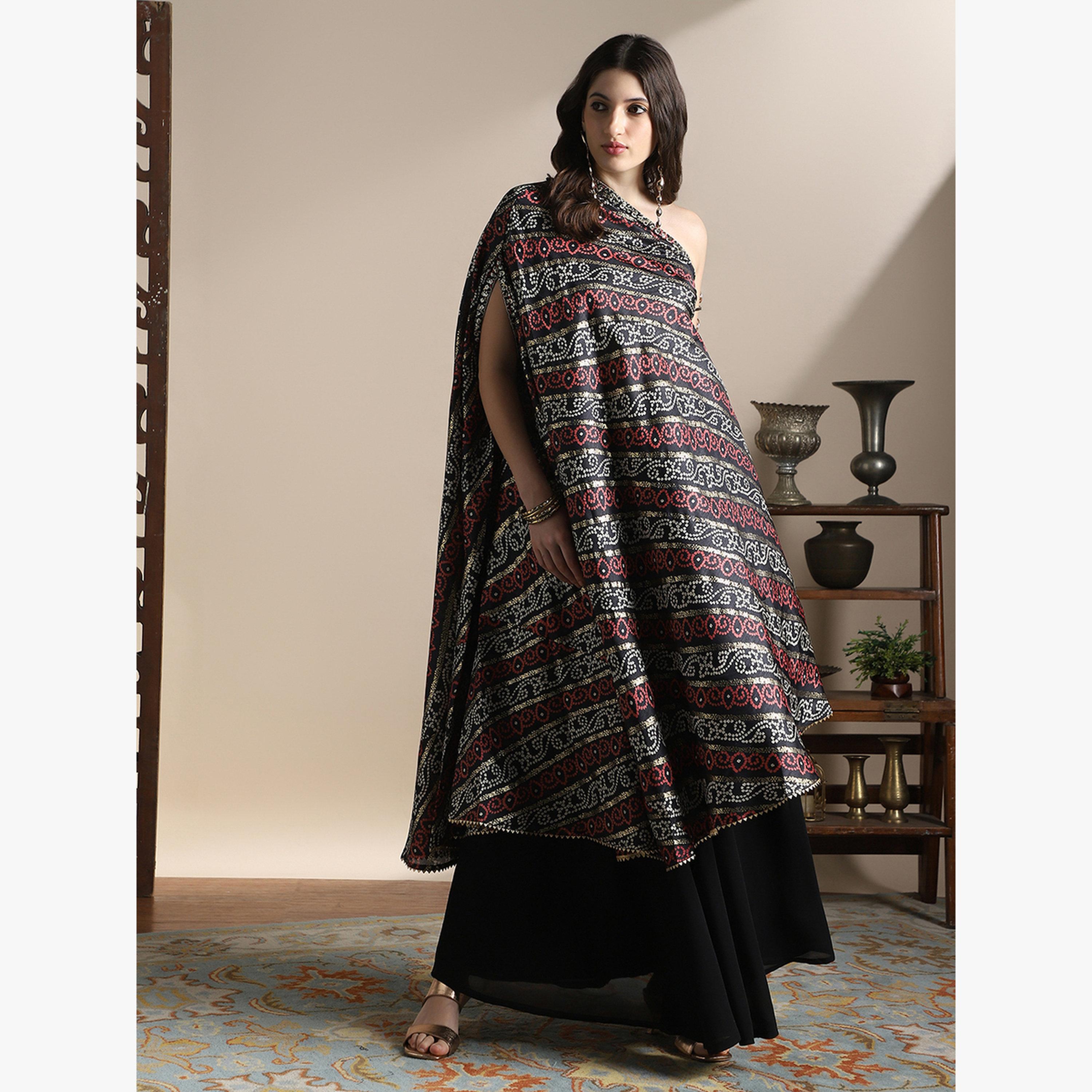 Globus X Styli Women Bandhani Printed Kurta and Flared Palazzos Fusion Co-ords-women-clothing-coordsets-image-6