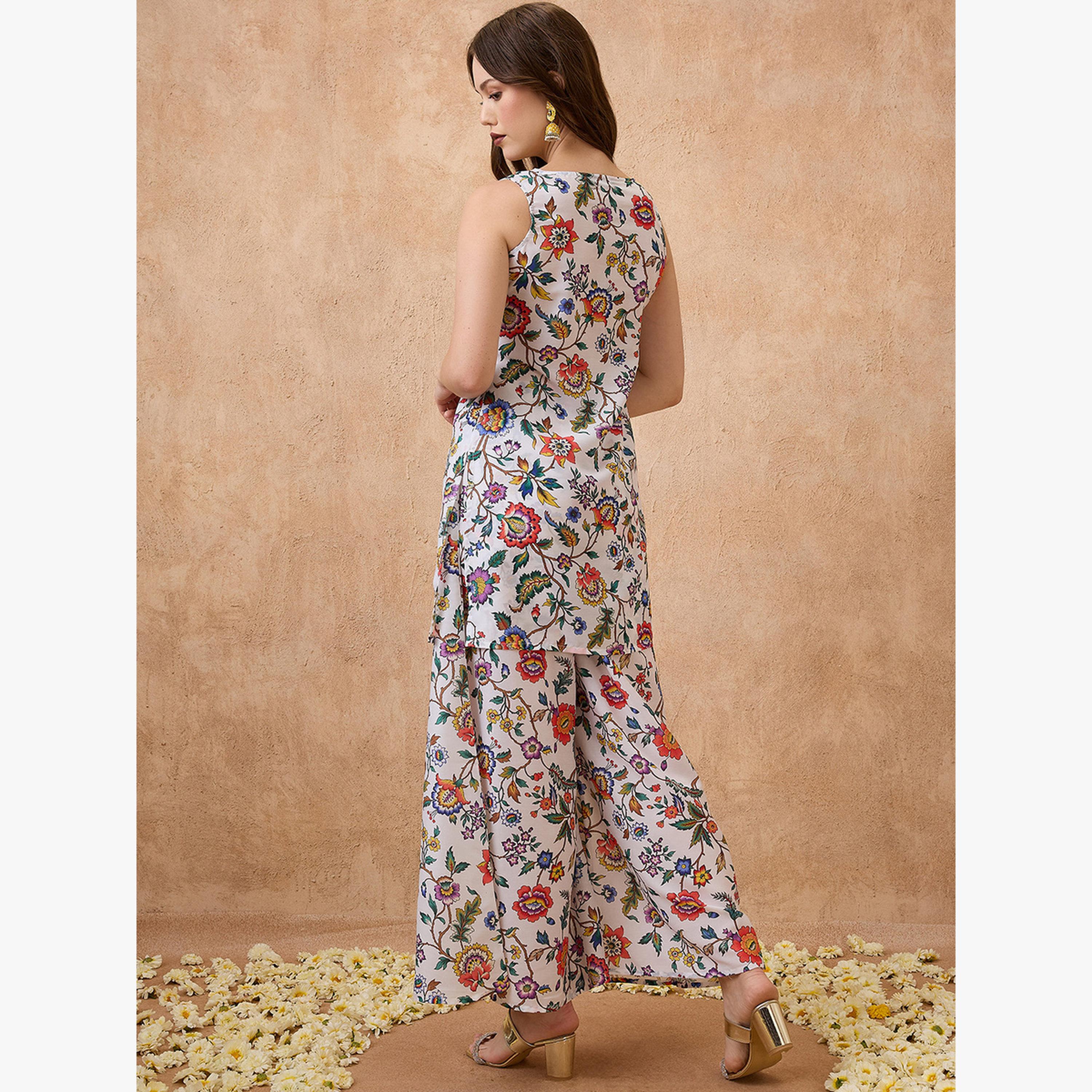 طقم منسق من تونيك مطبع بالزهور وبنطال بالازو-women-clothing-coordsets-image-3