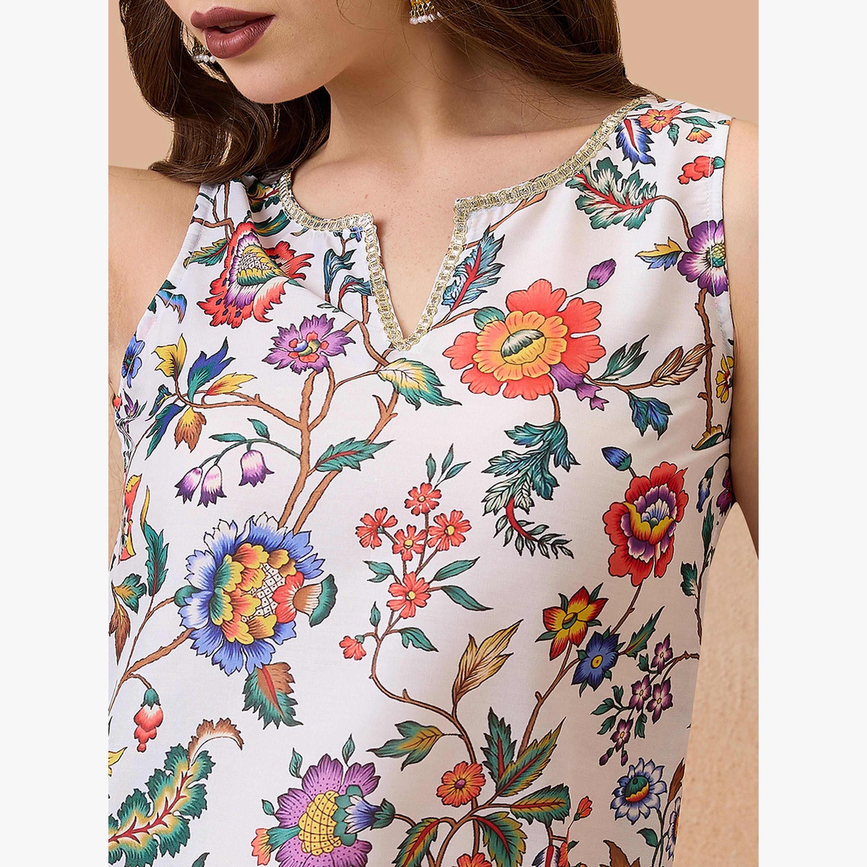 طقم منسق من تونيك مطبع بالزهور وبنطال بالازو-women-clothing-coordsets-image-4