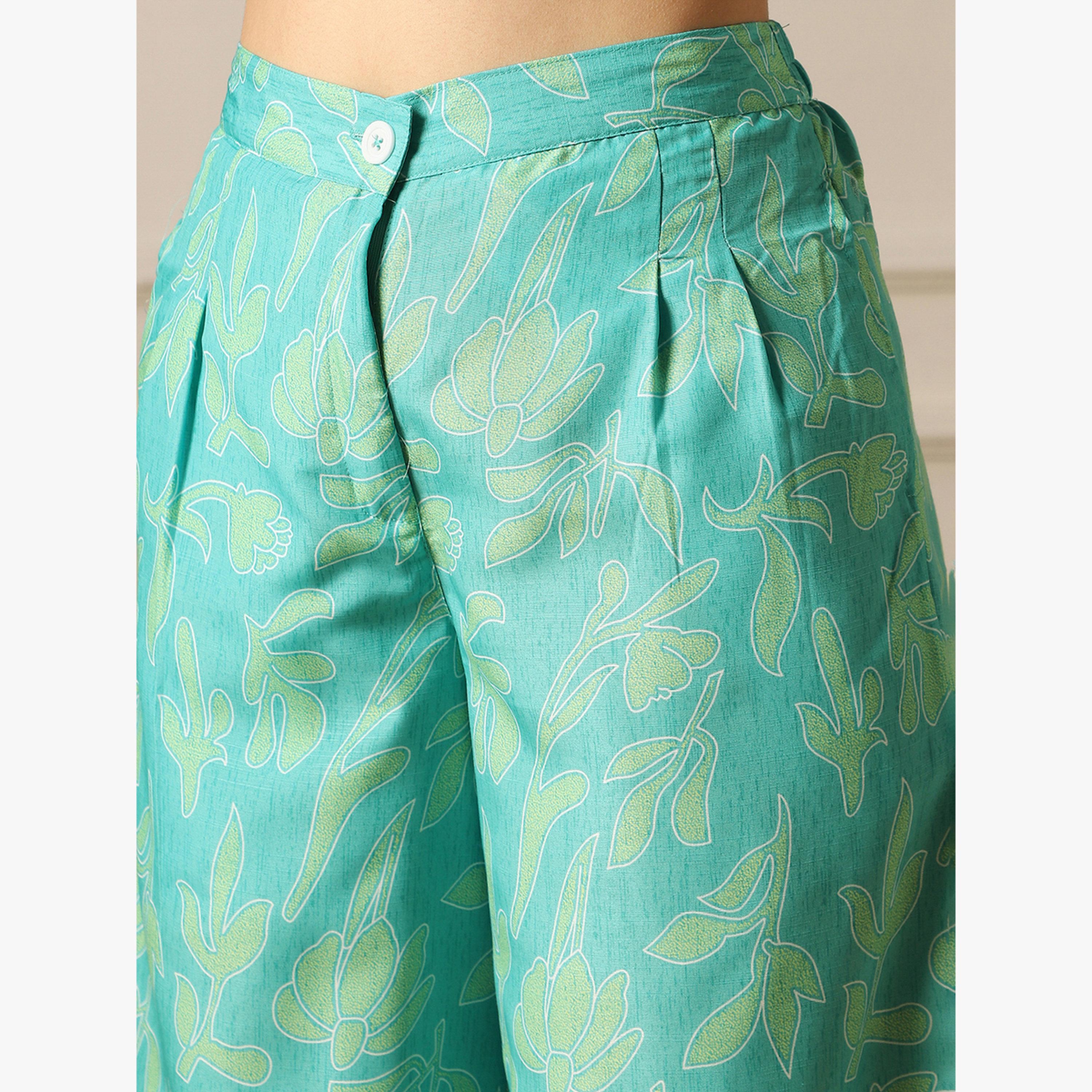طقم منسق من قميص قصير مطبع وبنطال بأرجل واسعة-women-clothing-coordsets-image-5