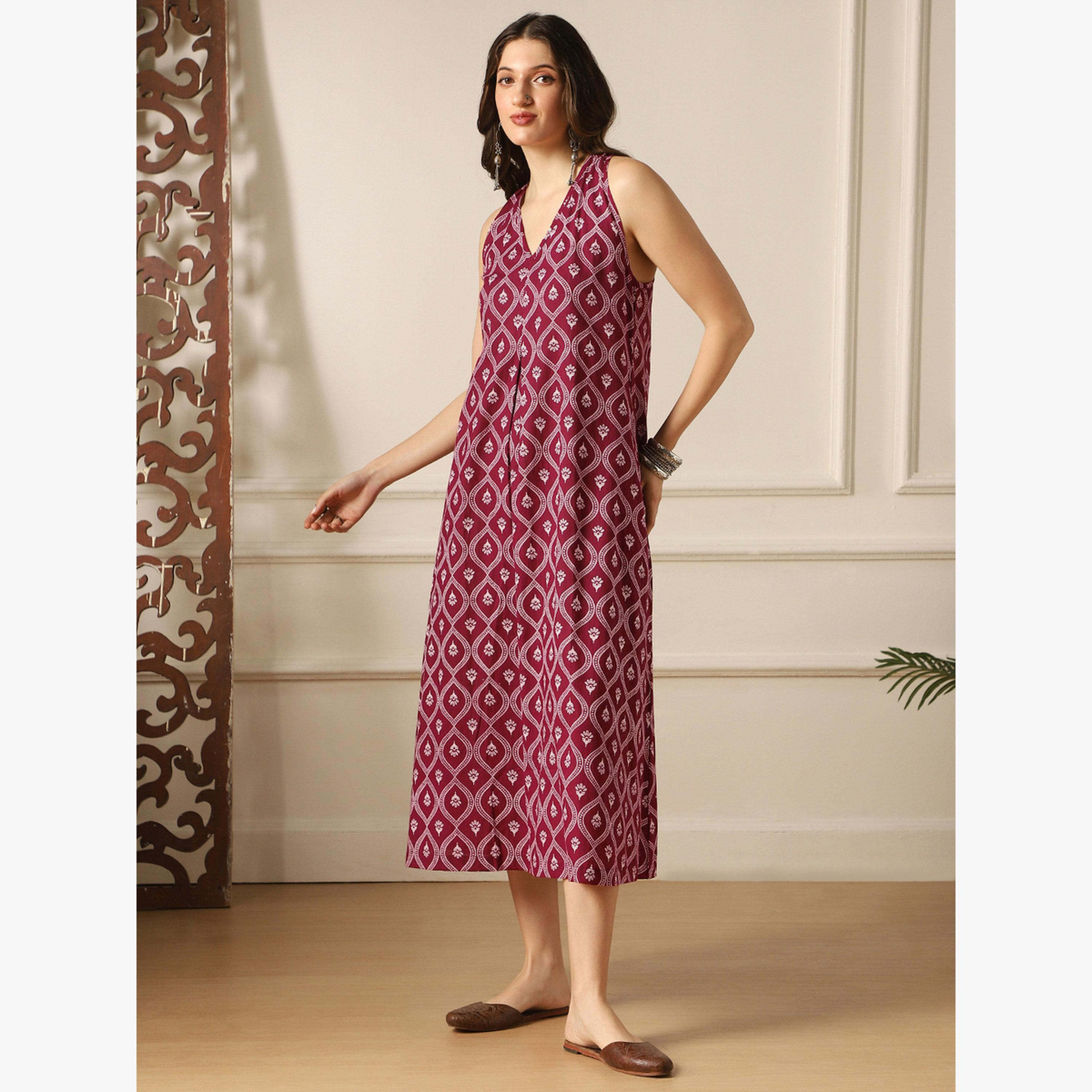 Globus X Styli Back Twisted Knot Style Flared Hem Midi Dress-women-clothing-dresses-image-2