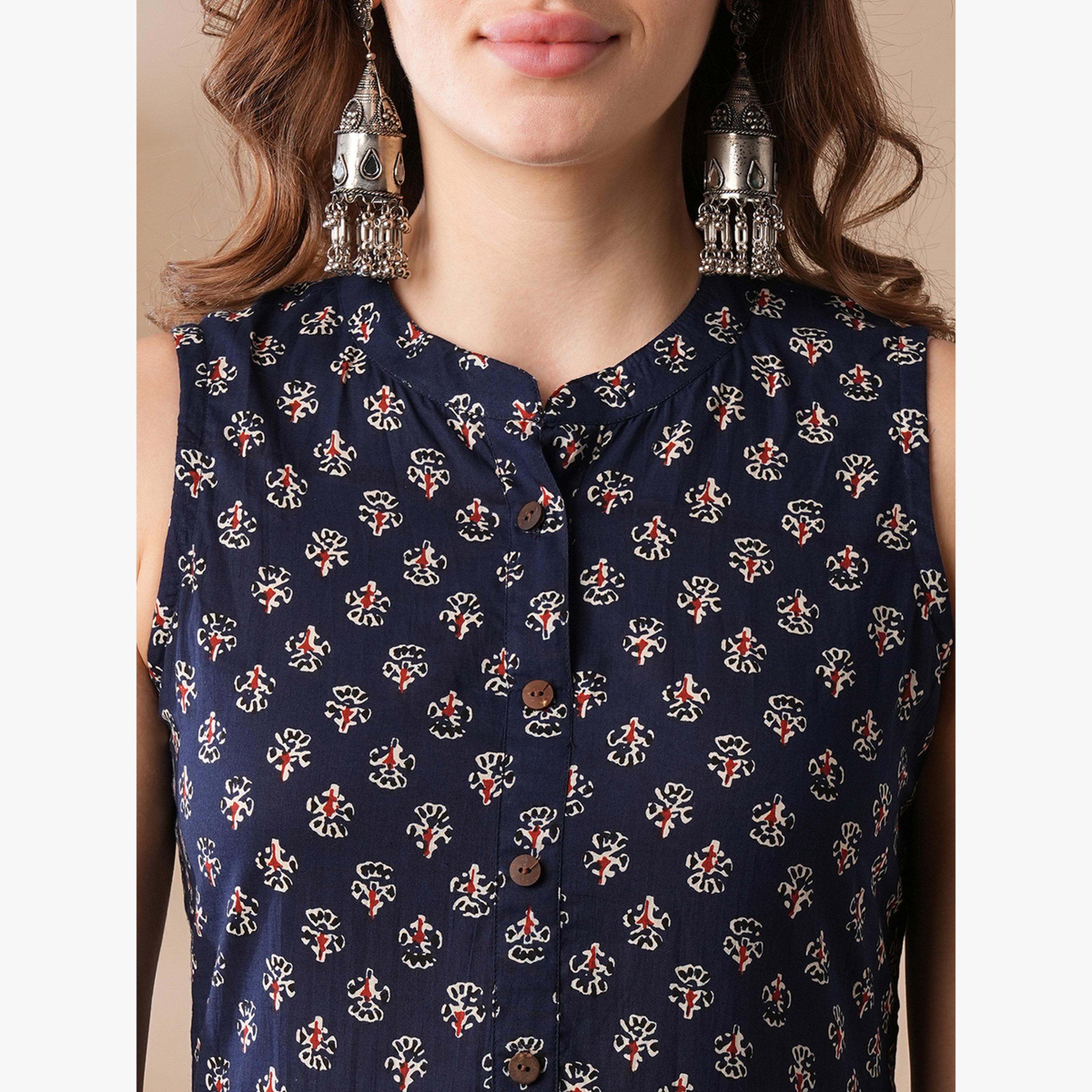 فستان طويل بطبعة زهور و ياقة ماندارين-women-clothing-dresses-image-4