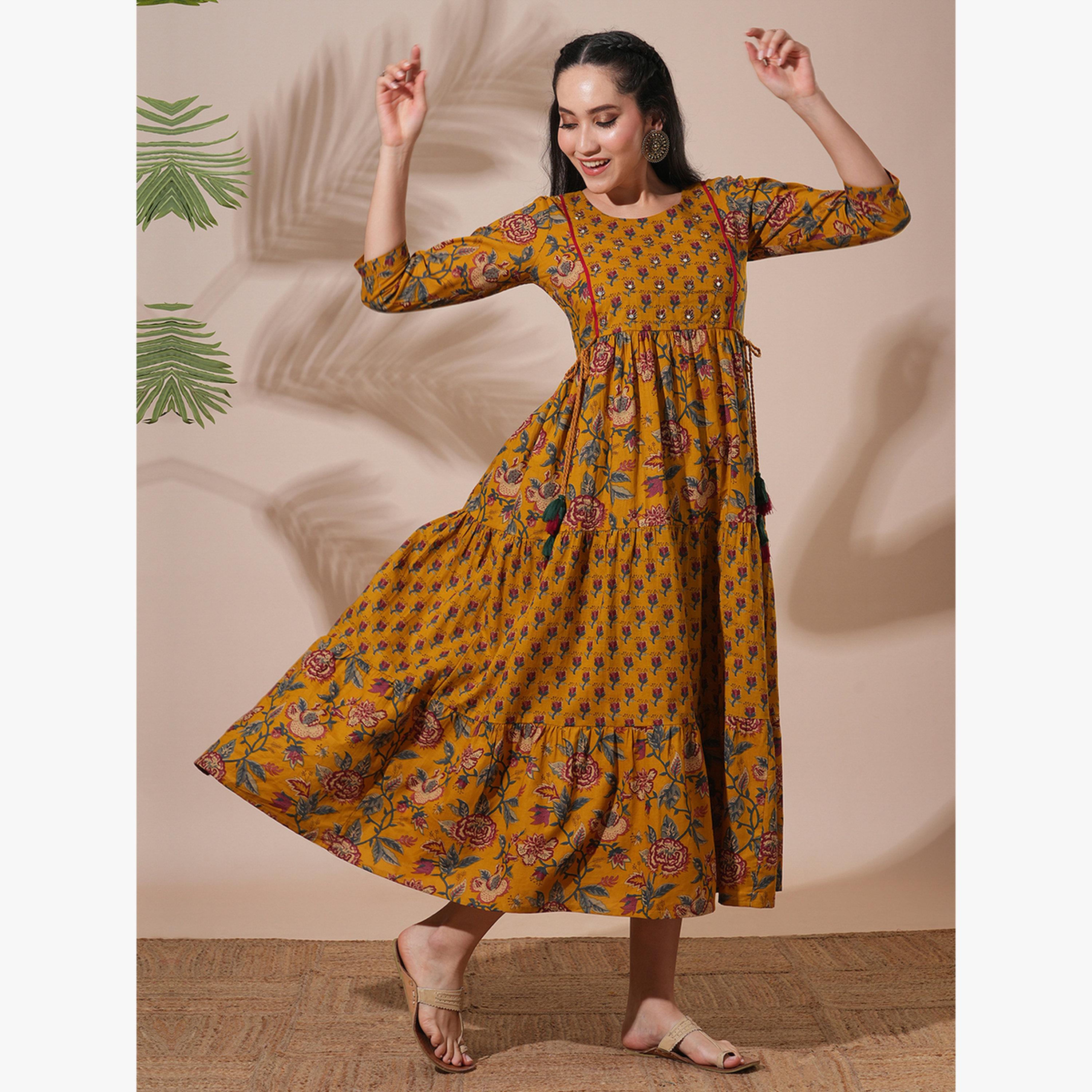 Globus X Styli All Over Floral Print Abla Midi Workwear Dress-women-clothing-dresses-image-2