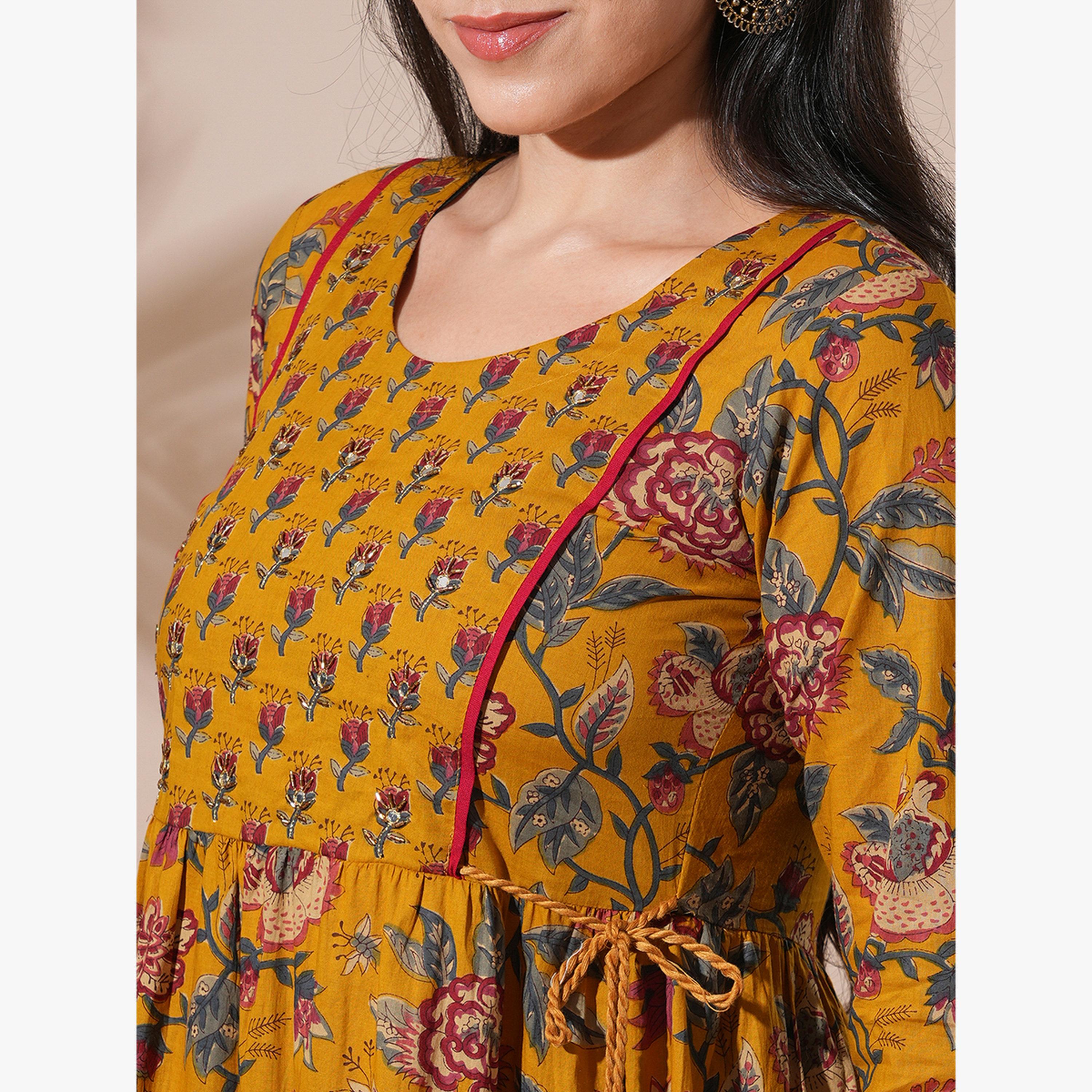 Globus X Styli All Over Floral Print Abla Midi Workwear Dress-women-clothing-dresses-image-4