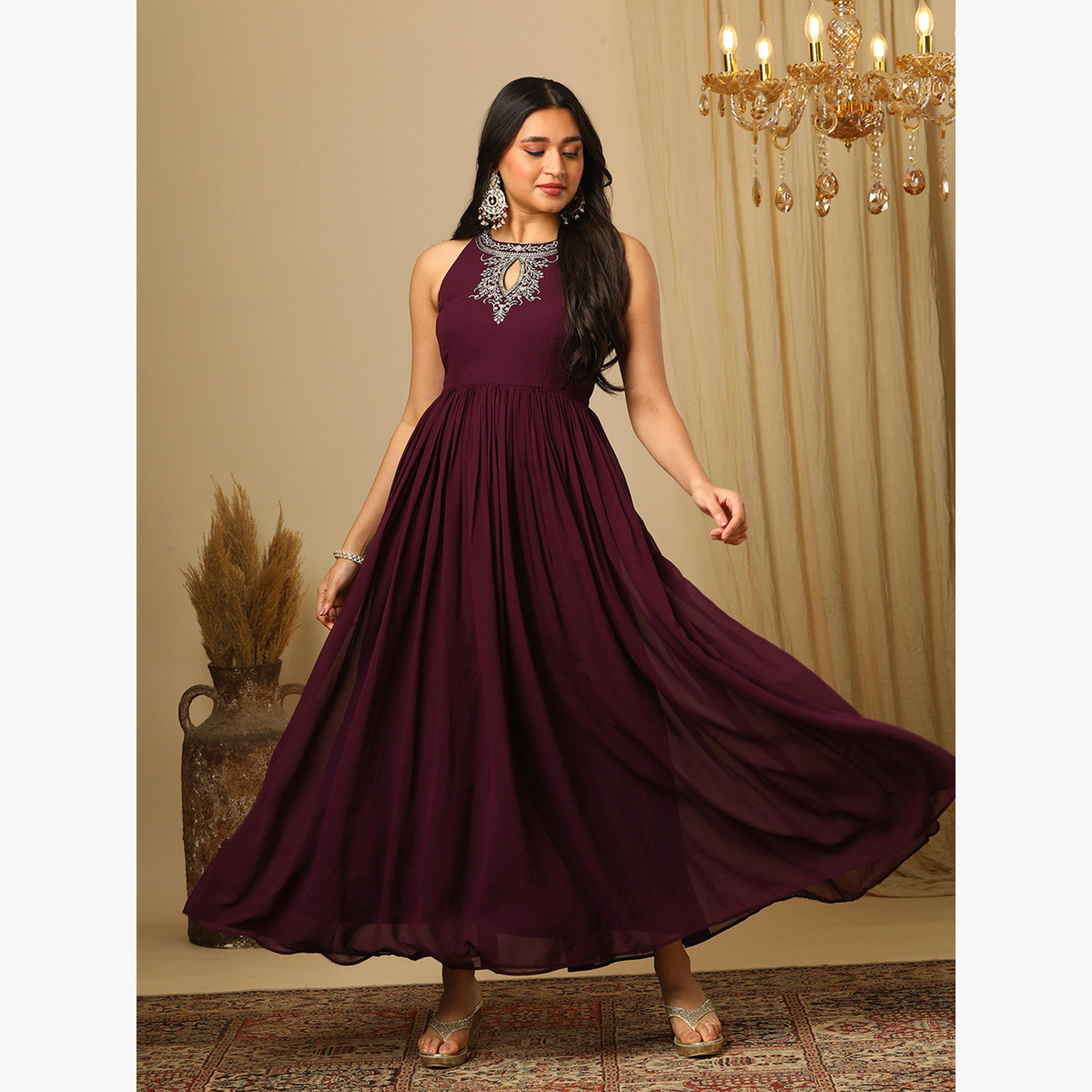 Globus X Styli Zari Embroidered Keyhole Detail Fusion Maxi Dress-women-clothing-dresses-image-2
