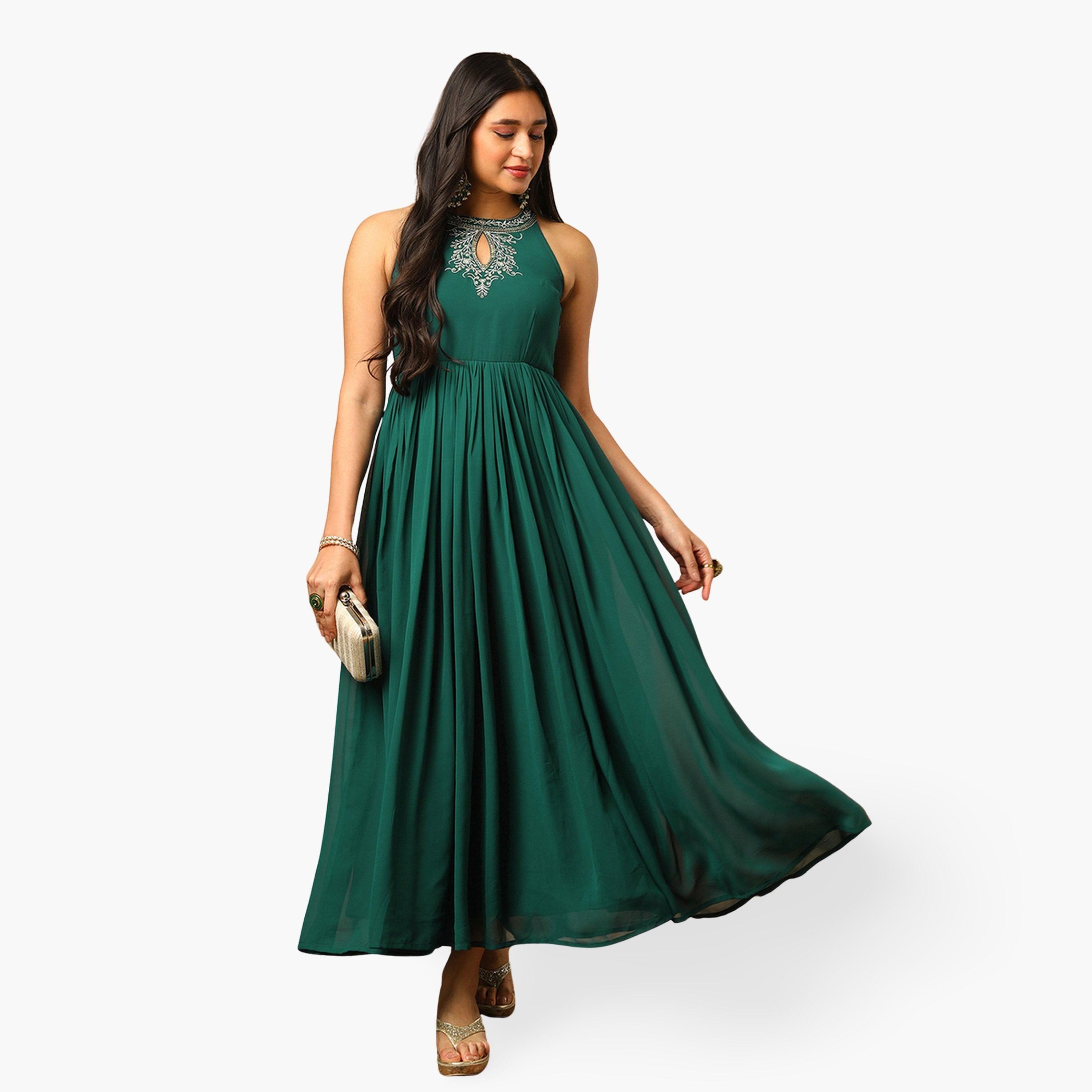 Globus X Styli Zari Embroidered Keyhole Detail Fusion Maxi Dress-women-clothing-dresses-image-1