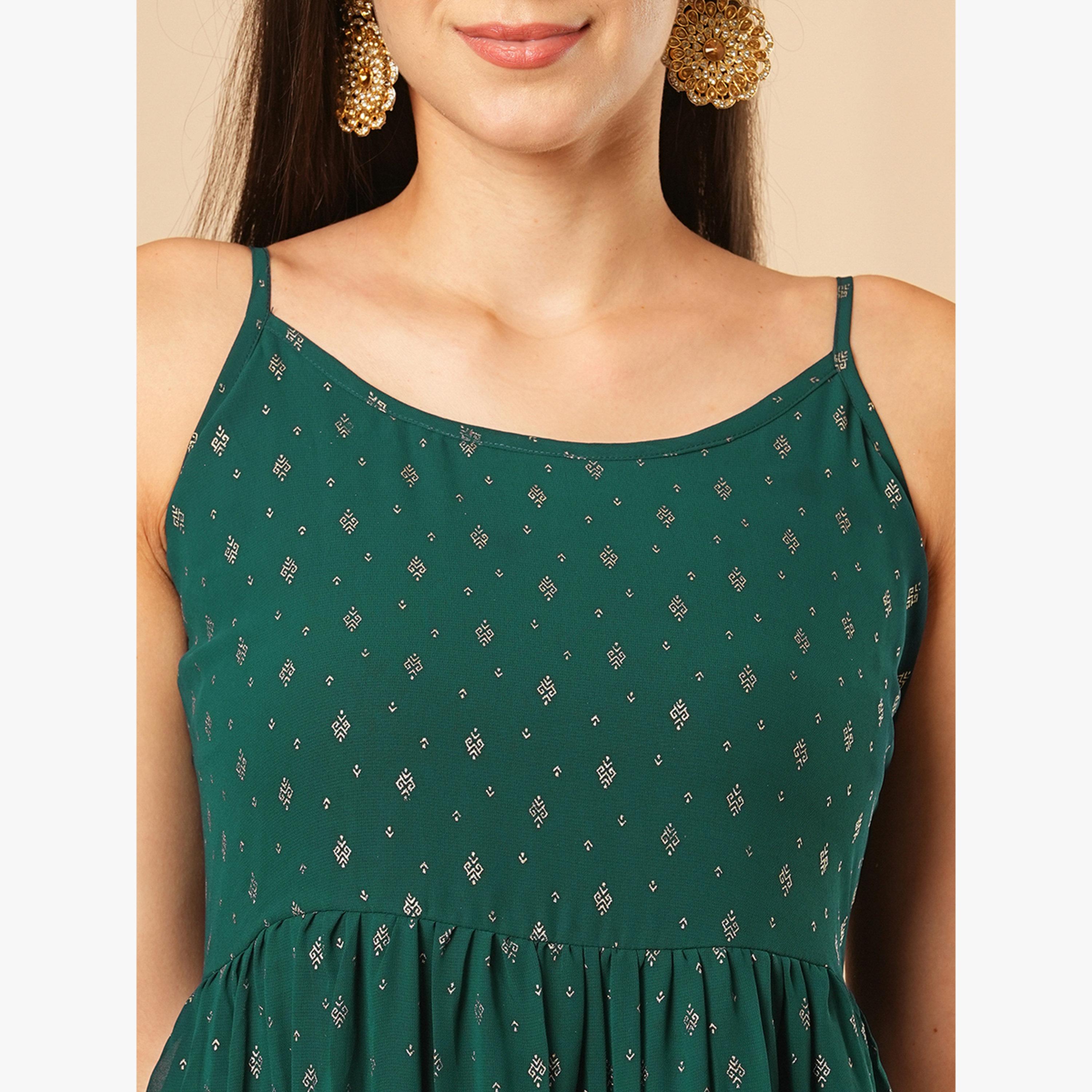 Globus X Styli Strappy Foil Ethnic Motif Festive Midi Dress-women-clothing-dresses-image-4