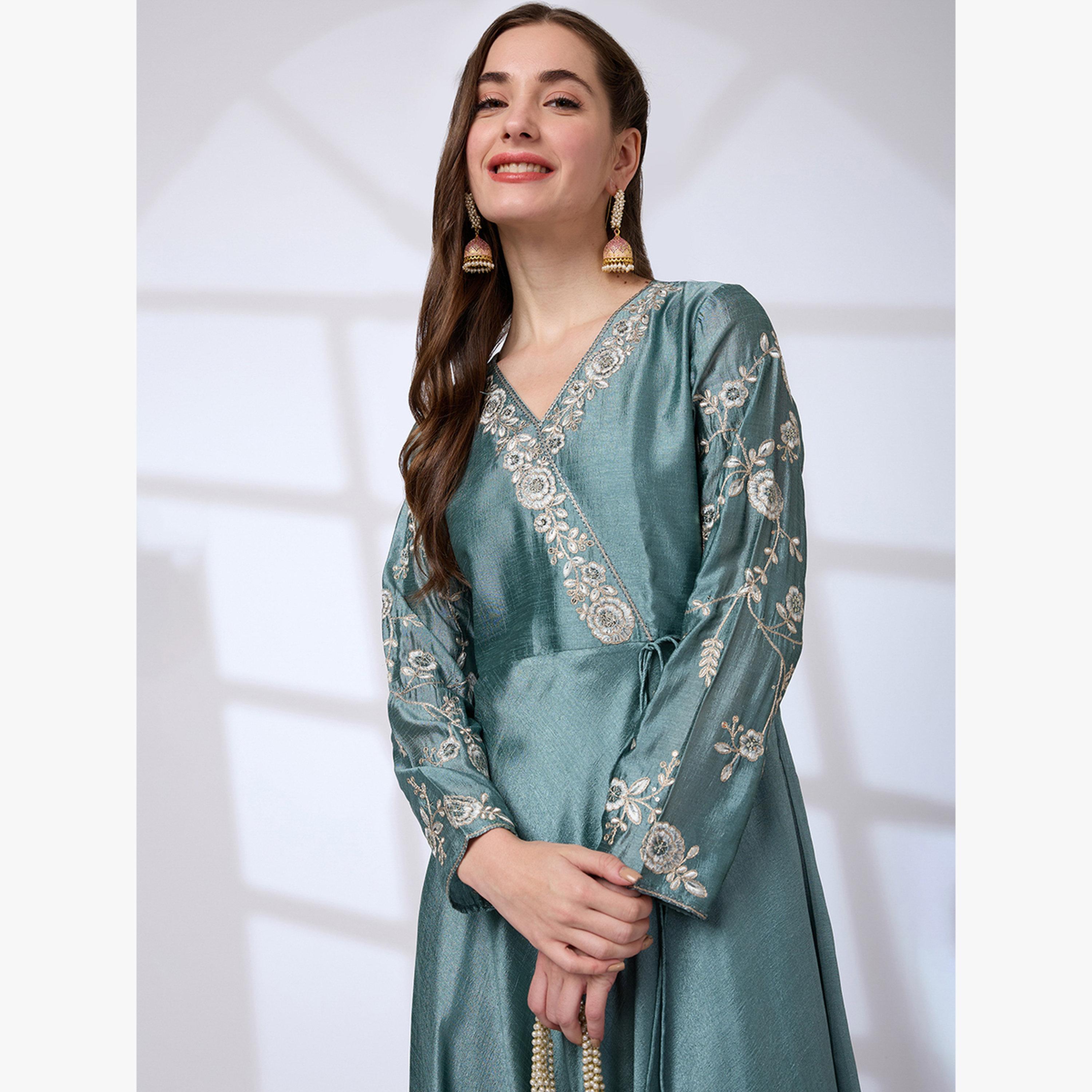 Globus X Styli Sequin Embroidered Detail Tassel Waist Festive Maxi Dress-women-clothing-dresses-image-5