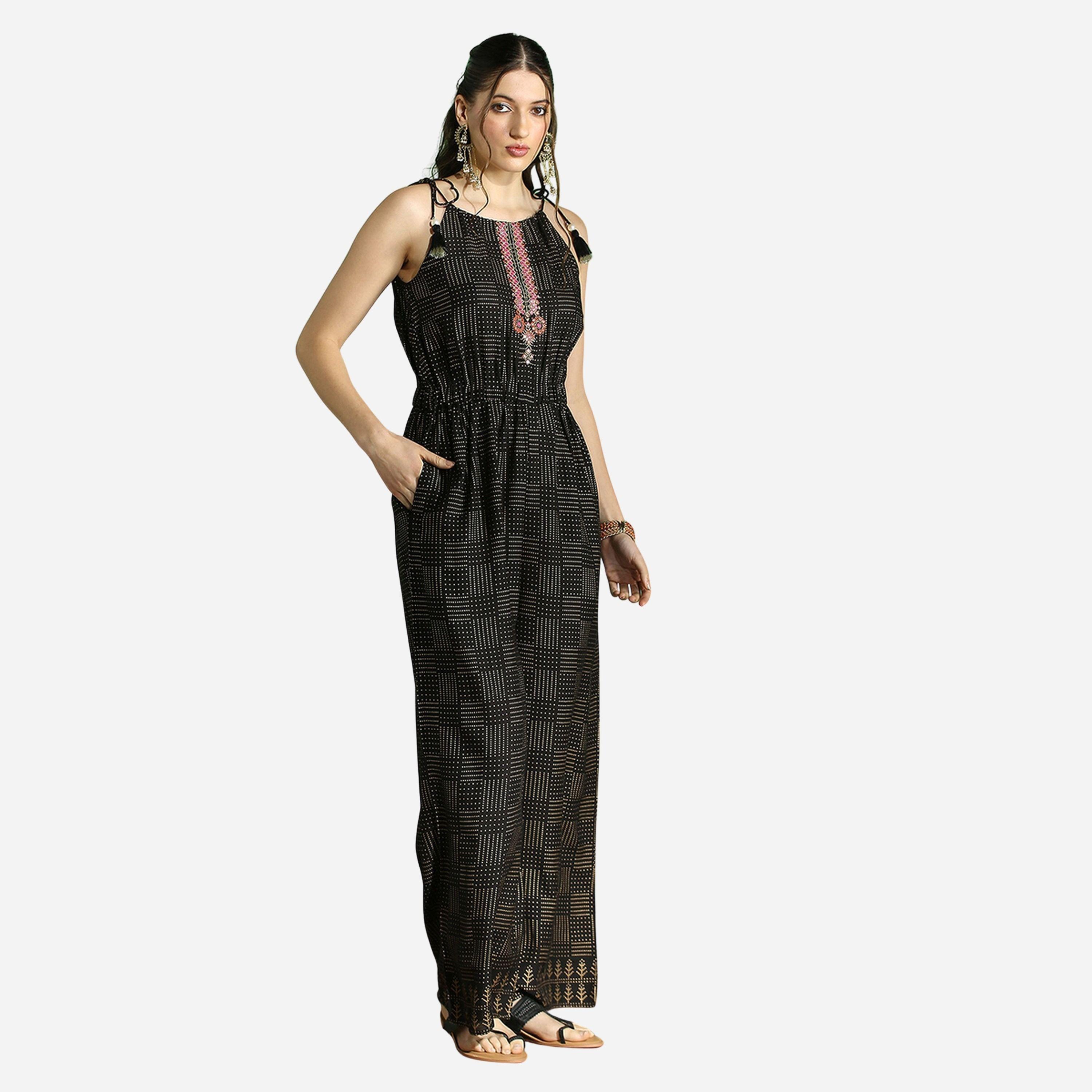 غلوبوص × ستايلي - جمبسوت نسائي مطرز بحزام ربط-women-clothing-jumpsuits-image-2