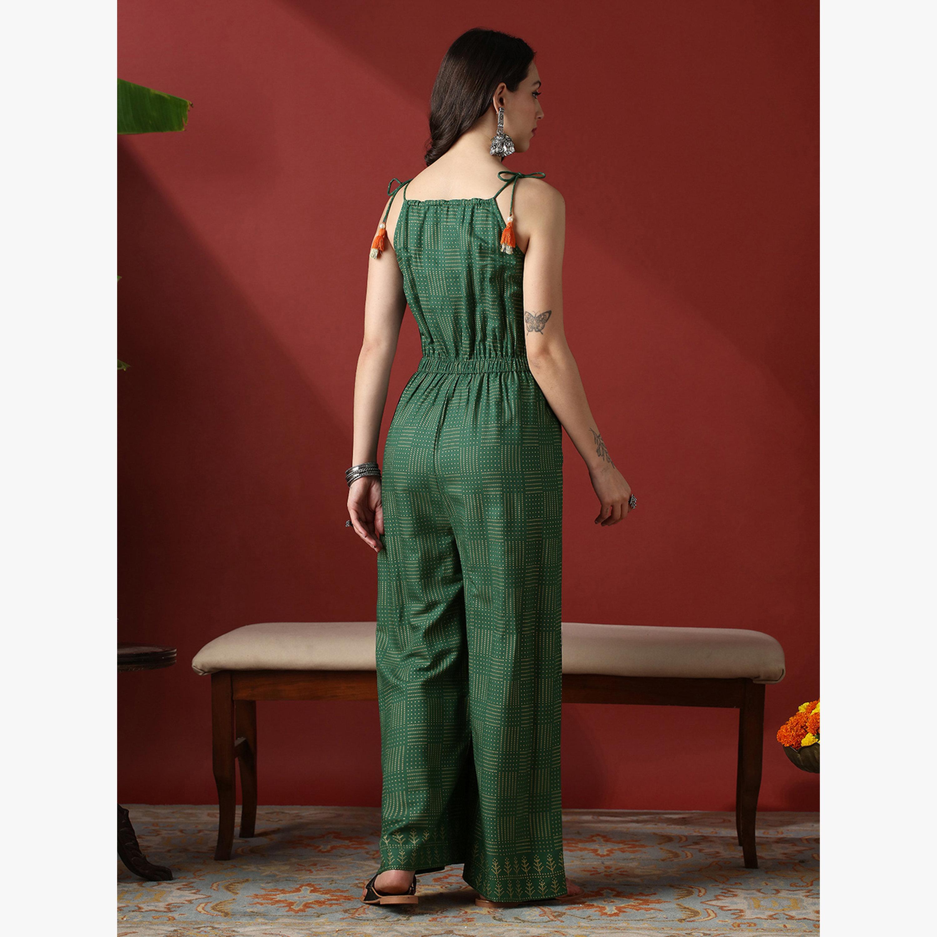 Globus X Styli Women Embroidered Yoke Tie-Up Straps Fusion Jumpsuit-women-clothing-jumpsuits-image-3