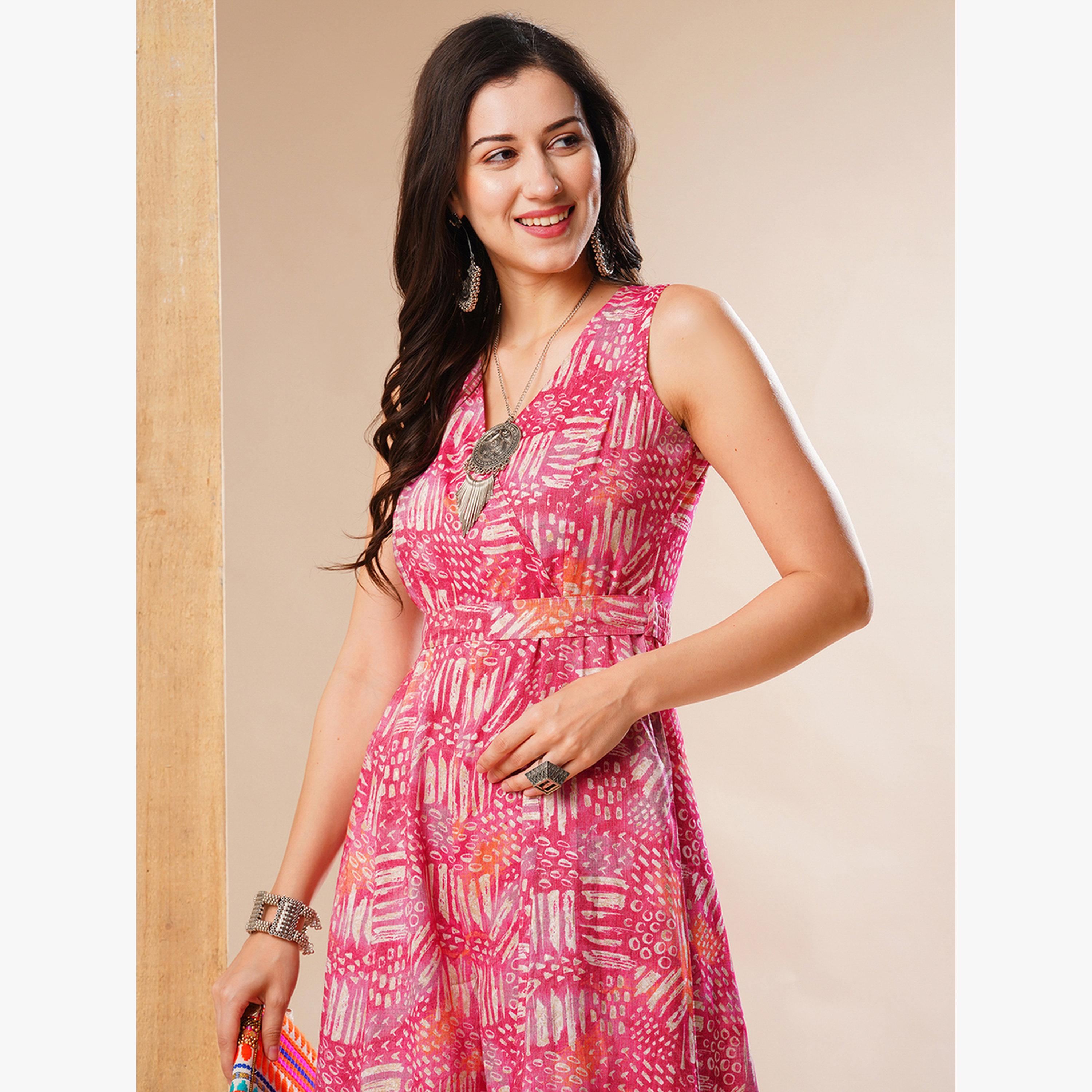 Globus X Styli Women Printed Wrap V Neck Wide Leg Jumpsuit-women-clothing-jumpsuits-image-5