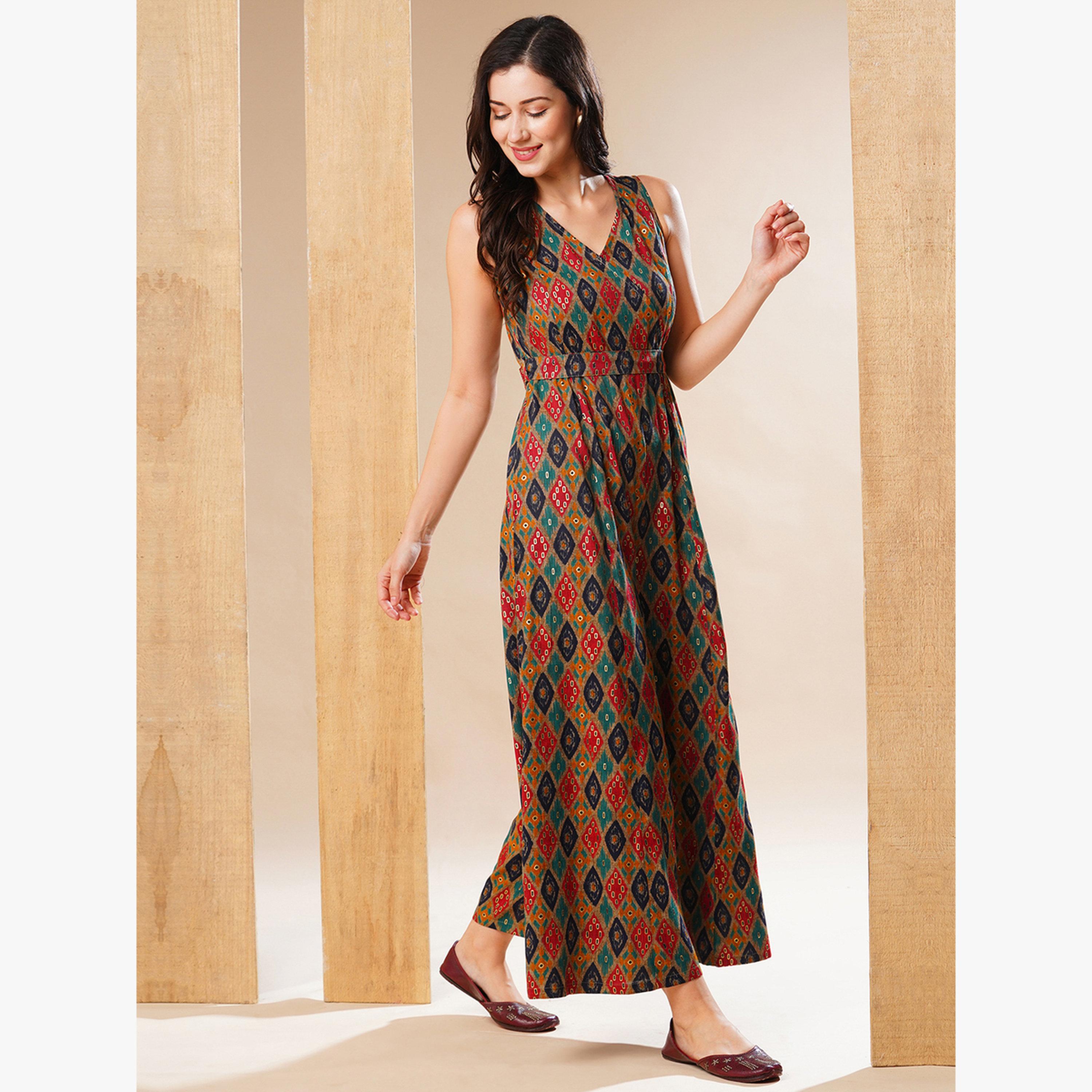 جمبسوت بأرجل واسعة بفتحة رقبة وبطبعة متعددة-women-clothing-jumpsuits-image-2