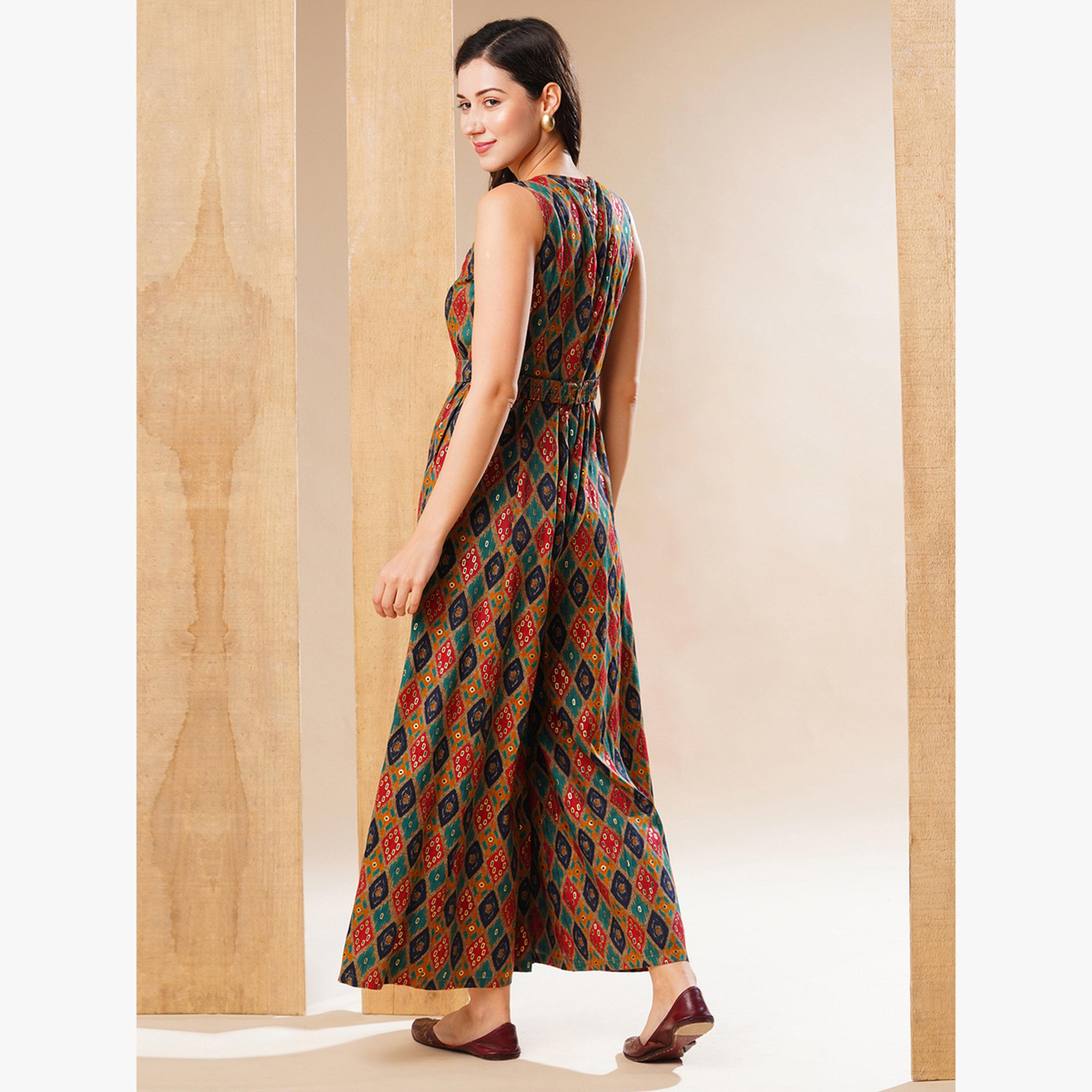 جمبسوت بأرجل واسعة بفتحة رقبة وبطبعة متعددة-women-clothing-jumpsuits-image-3