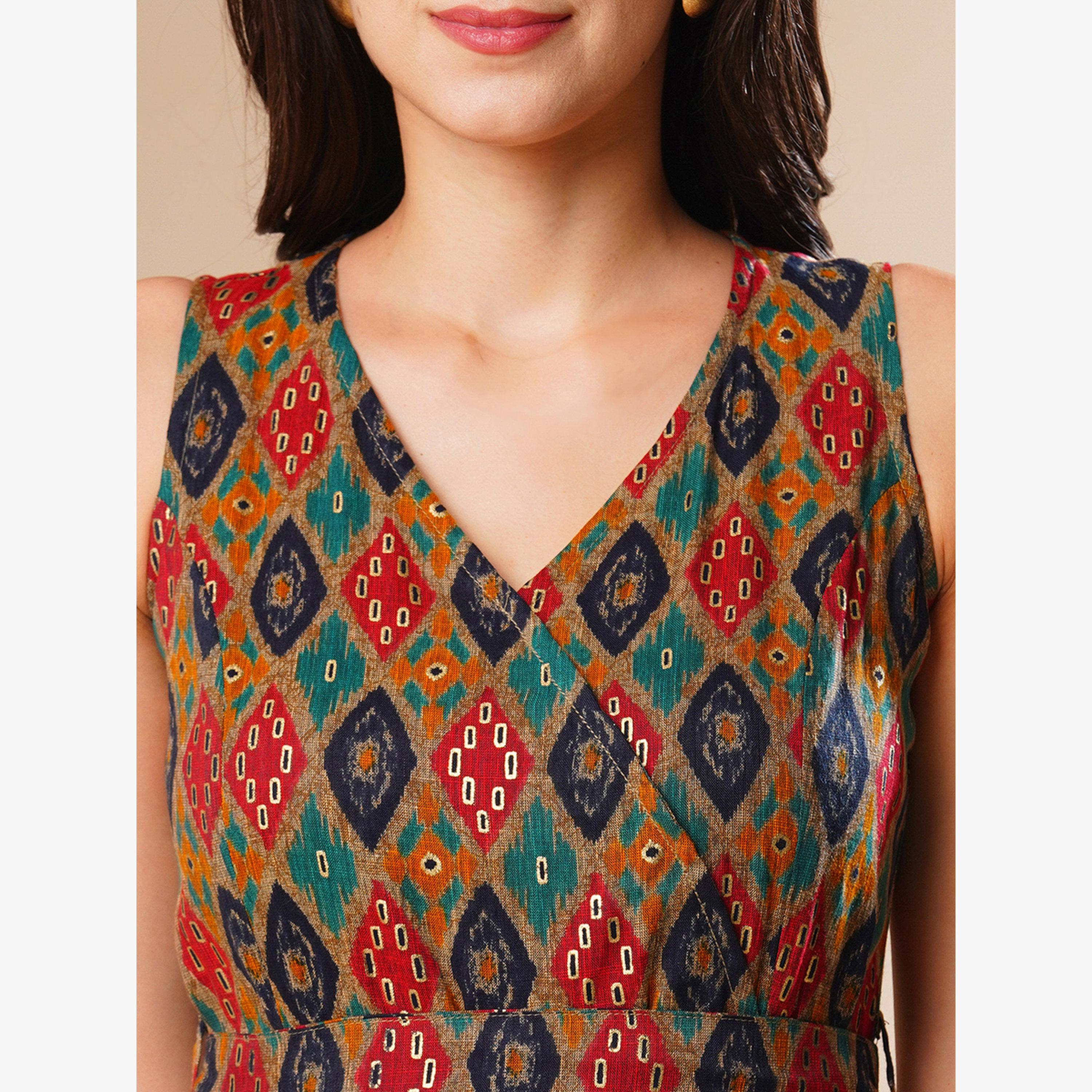 جمبسوت بأرجل واسعة بفتحة رقبة وبطبعة متعددة-women-clothing-jumpsuits-image-4