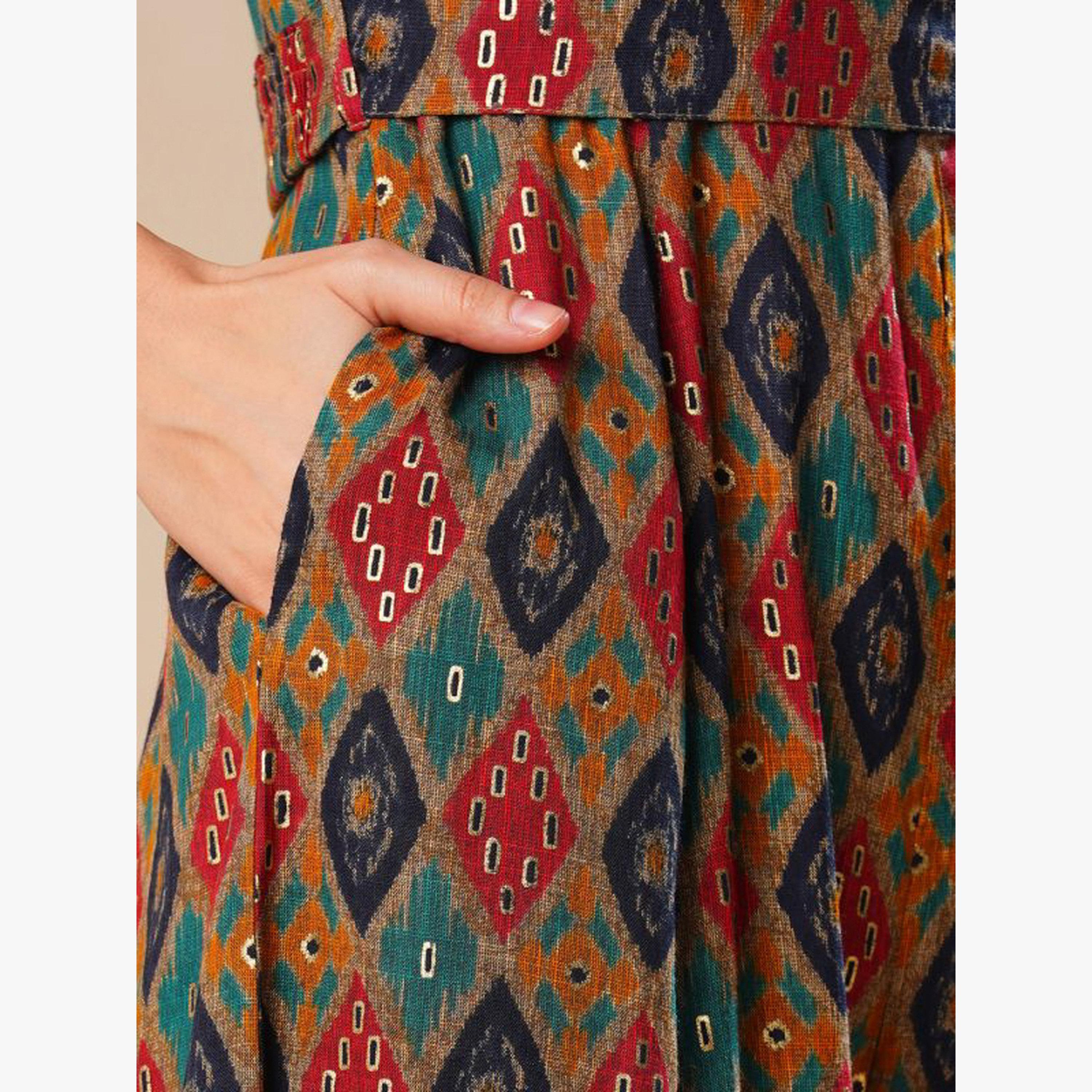 Globus X Styli Women Multi Printed Wrap V Neck Wide Leg Jumpsuit-women-clothing-jumpsuits-image-5