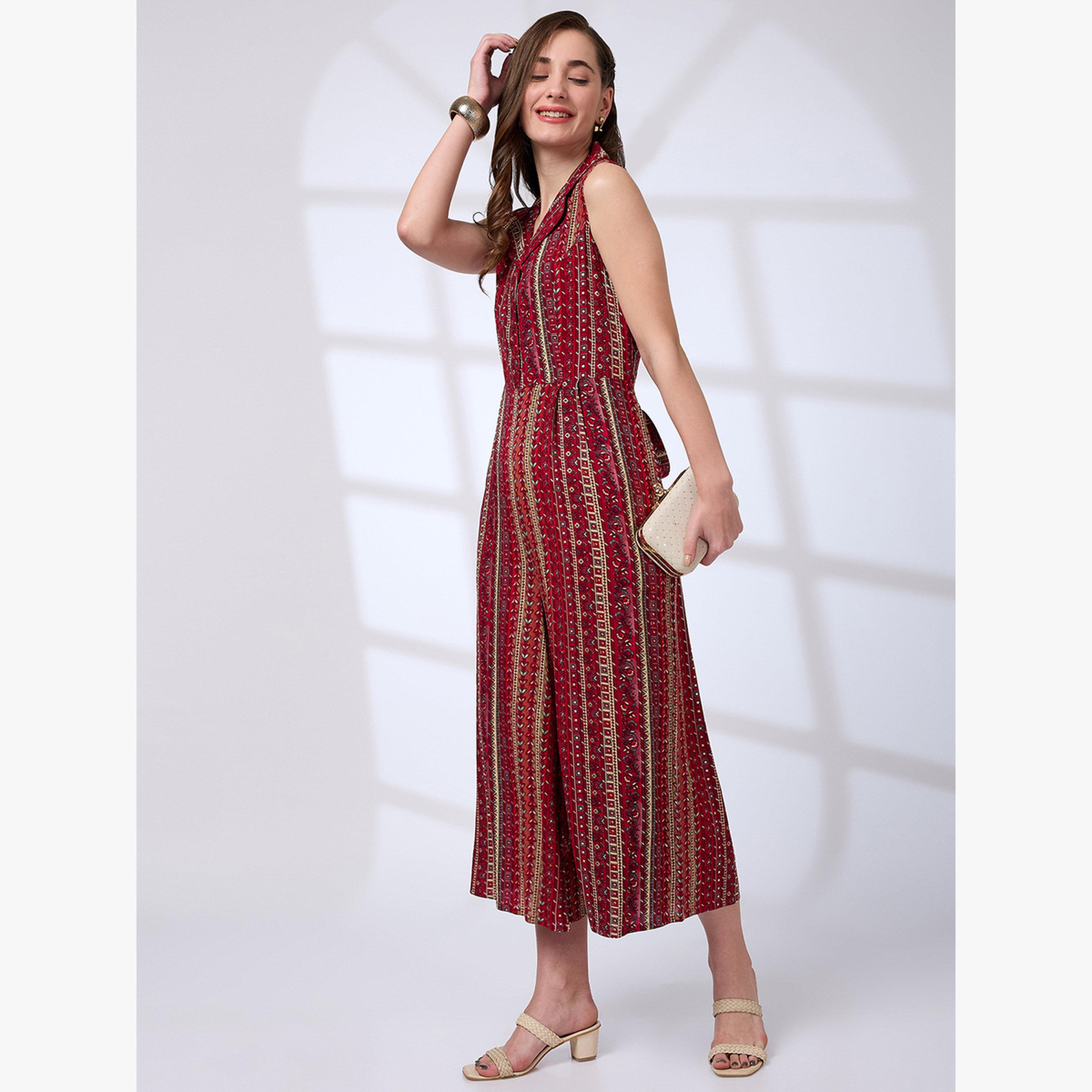 جمبسوت بياقة مطوية ورباط خصر-women-clothing-jumpsuits-image-1