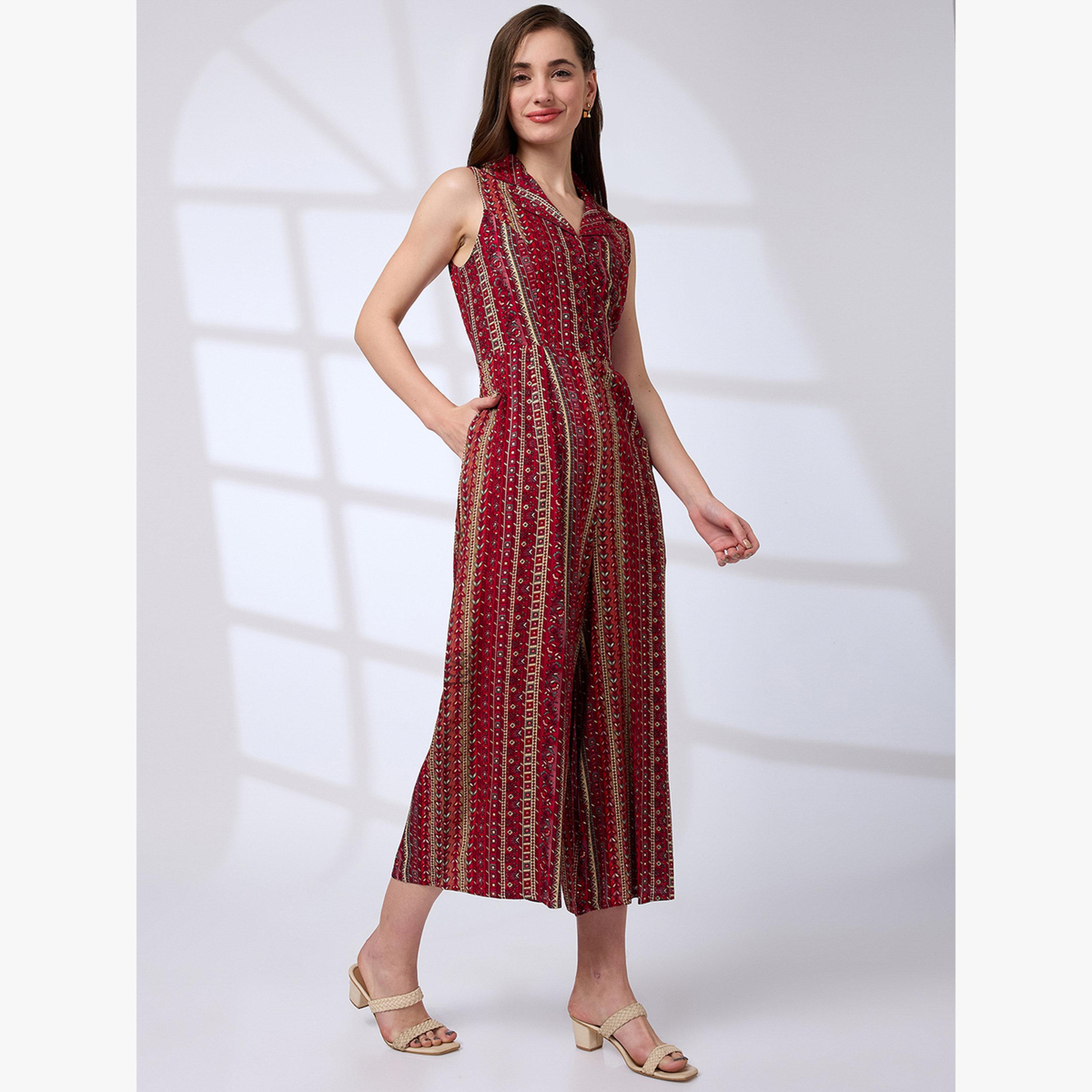 جمبسوت بياقة مطوية ورباط خصر-women-clothing-jumpsuits-image-2