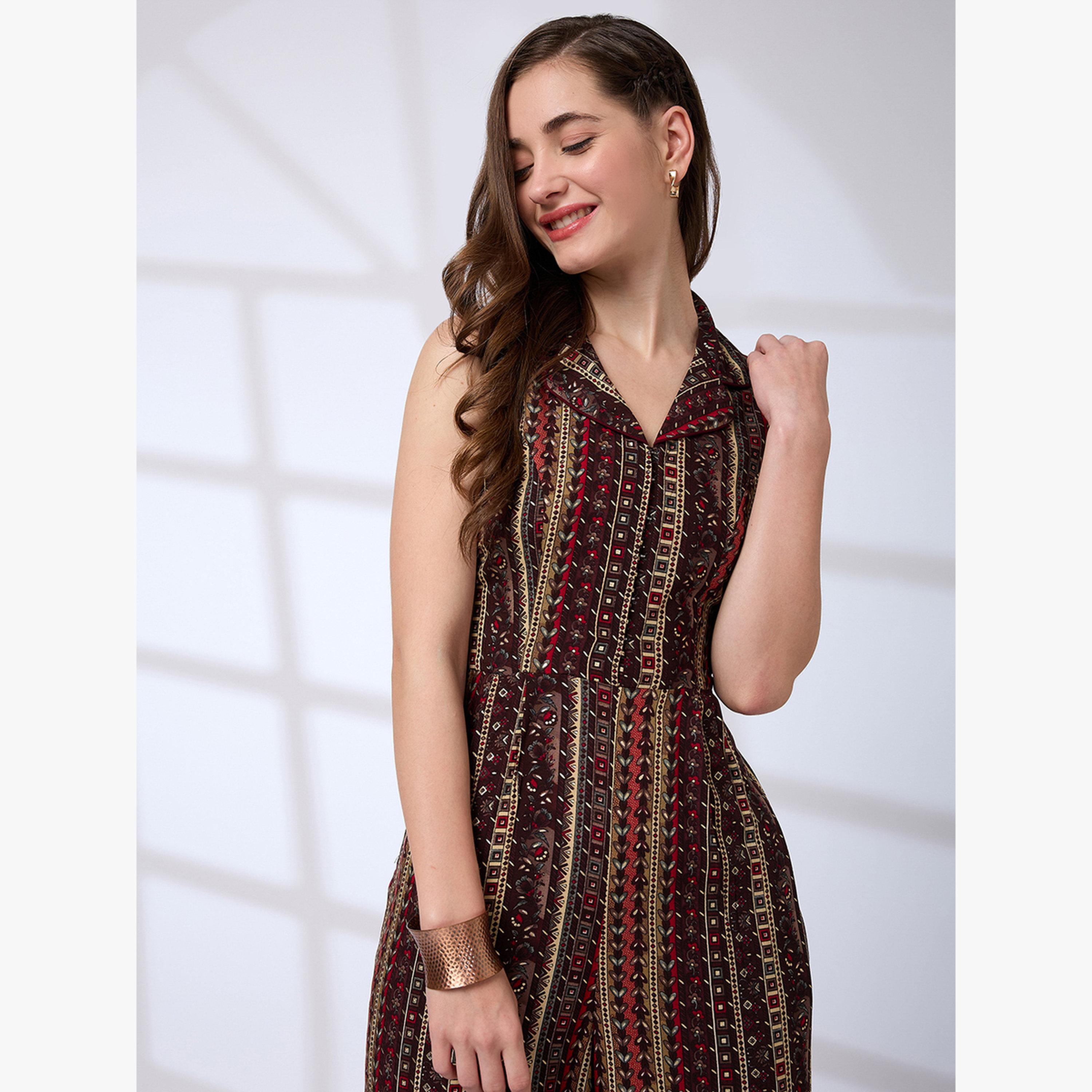 Globus X Styli Women Lapel Collar Waist Tie-Up Fusion Jumpsuit-women-clothing-jumpsuits-image-5