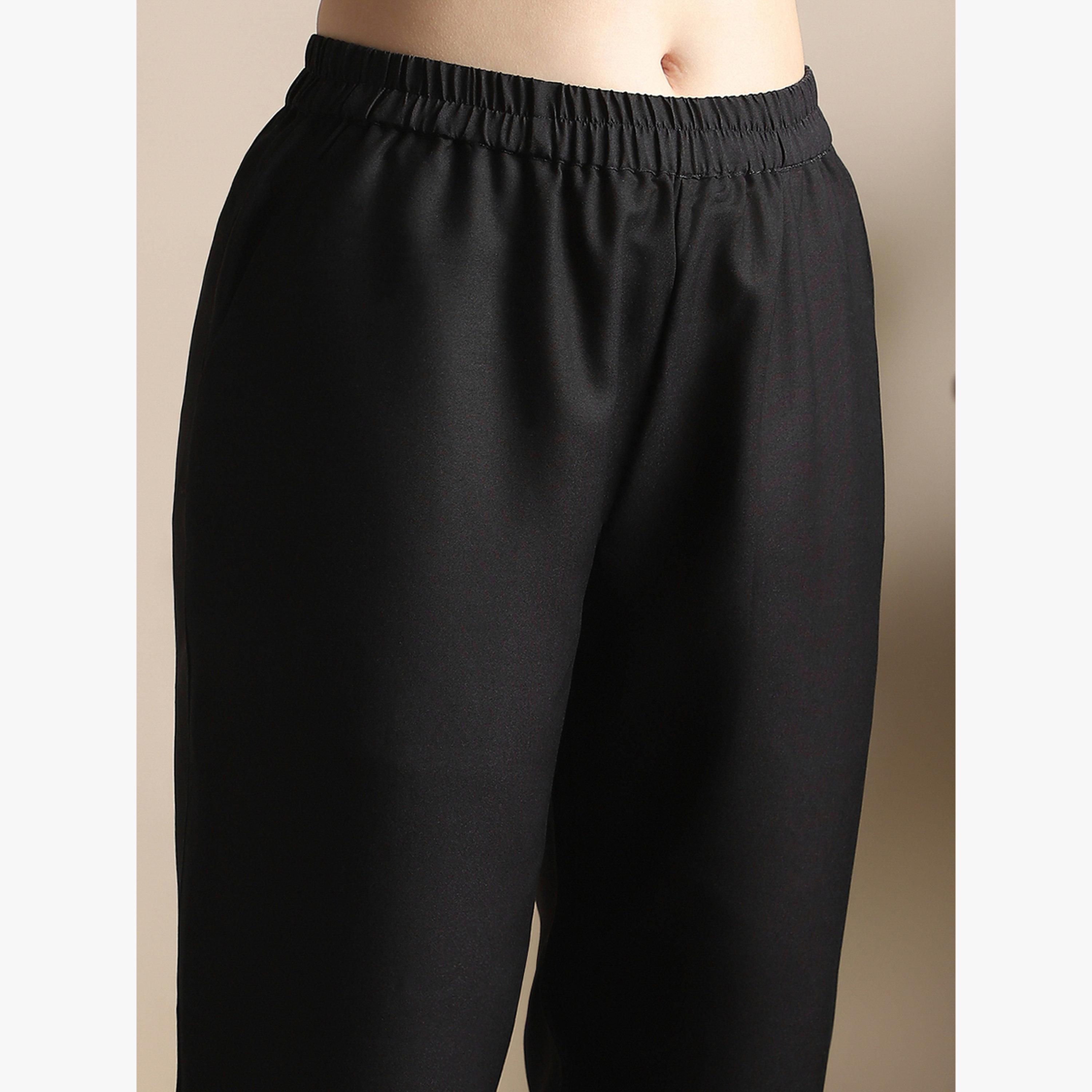 طقم كورتا مستقيمة بلا أكمام بطبعة زهور مع بنطال-women-clothing-ethnicwear-kurtasets-image-1