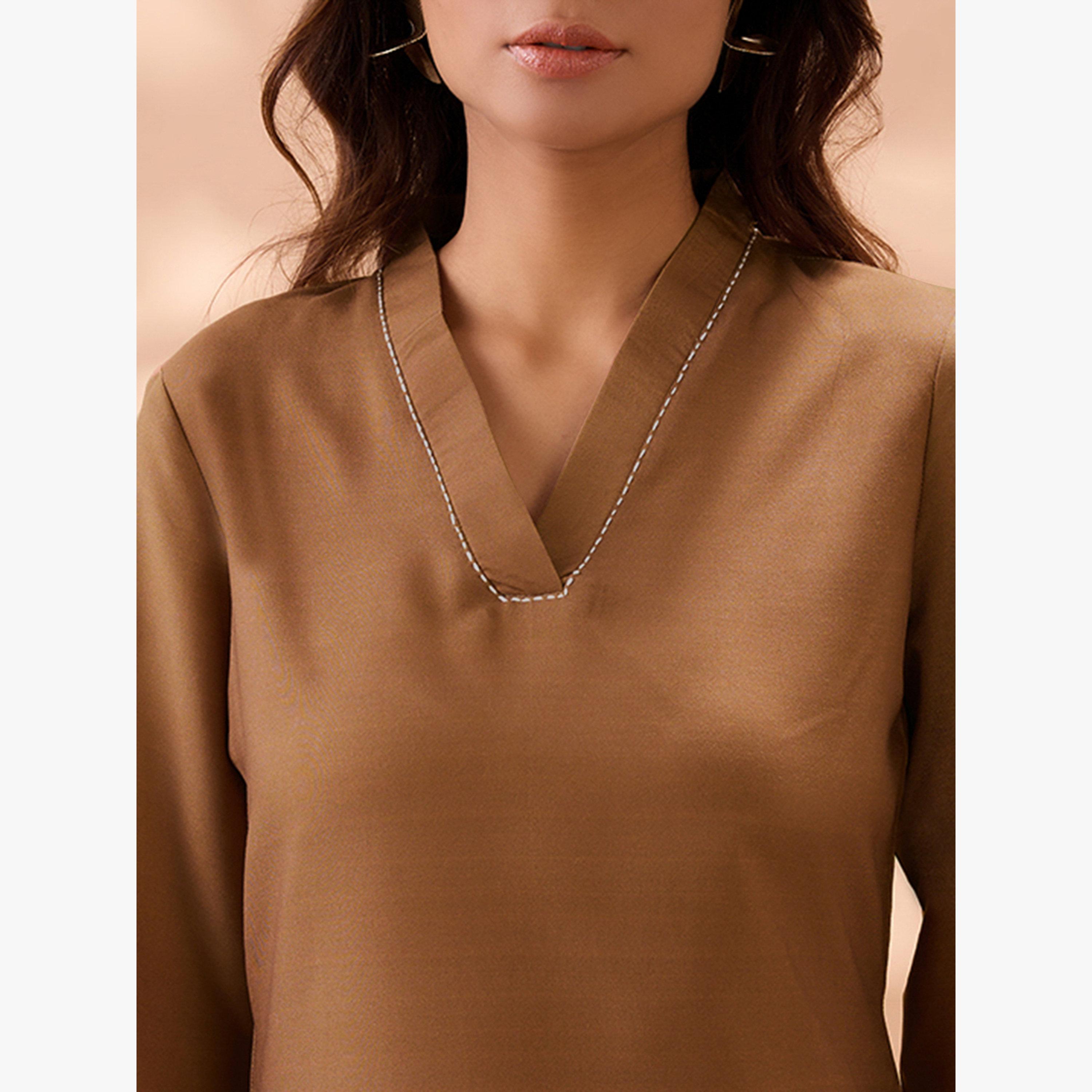 طقم كورتا مستقيمة بطبعة حيوانات وأكمام جرسية مع بنطال واسع-women-clothing-ethnicwear-kurtasets-image-4