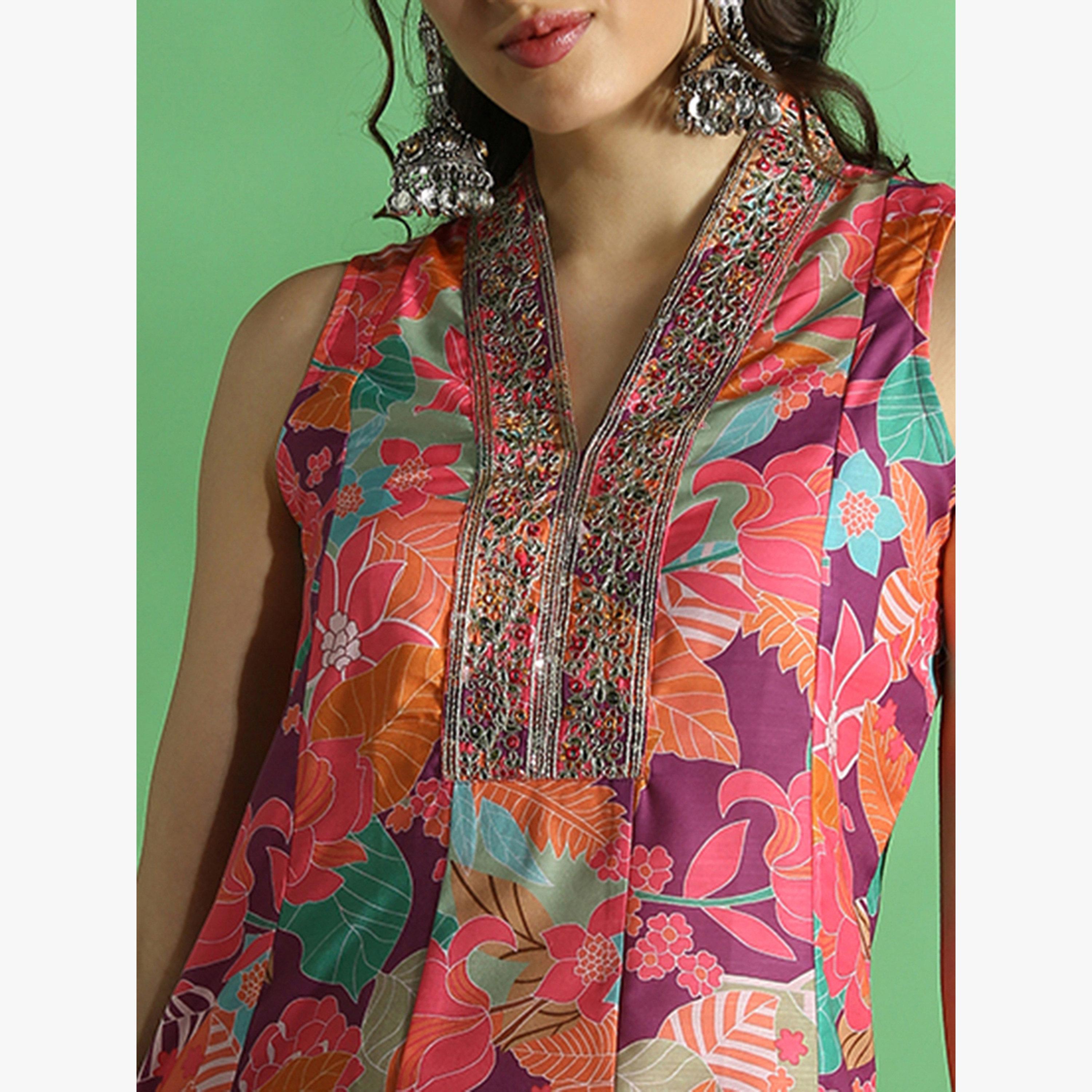 Globus X Styli Floral Print Embroidered Zari Work Anarkali Festive Kurta-women-clothing-ethnicwear-kurtas-image-4