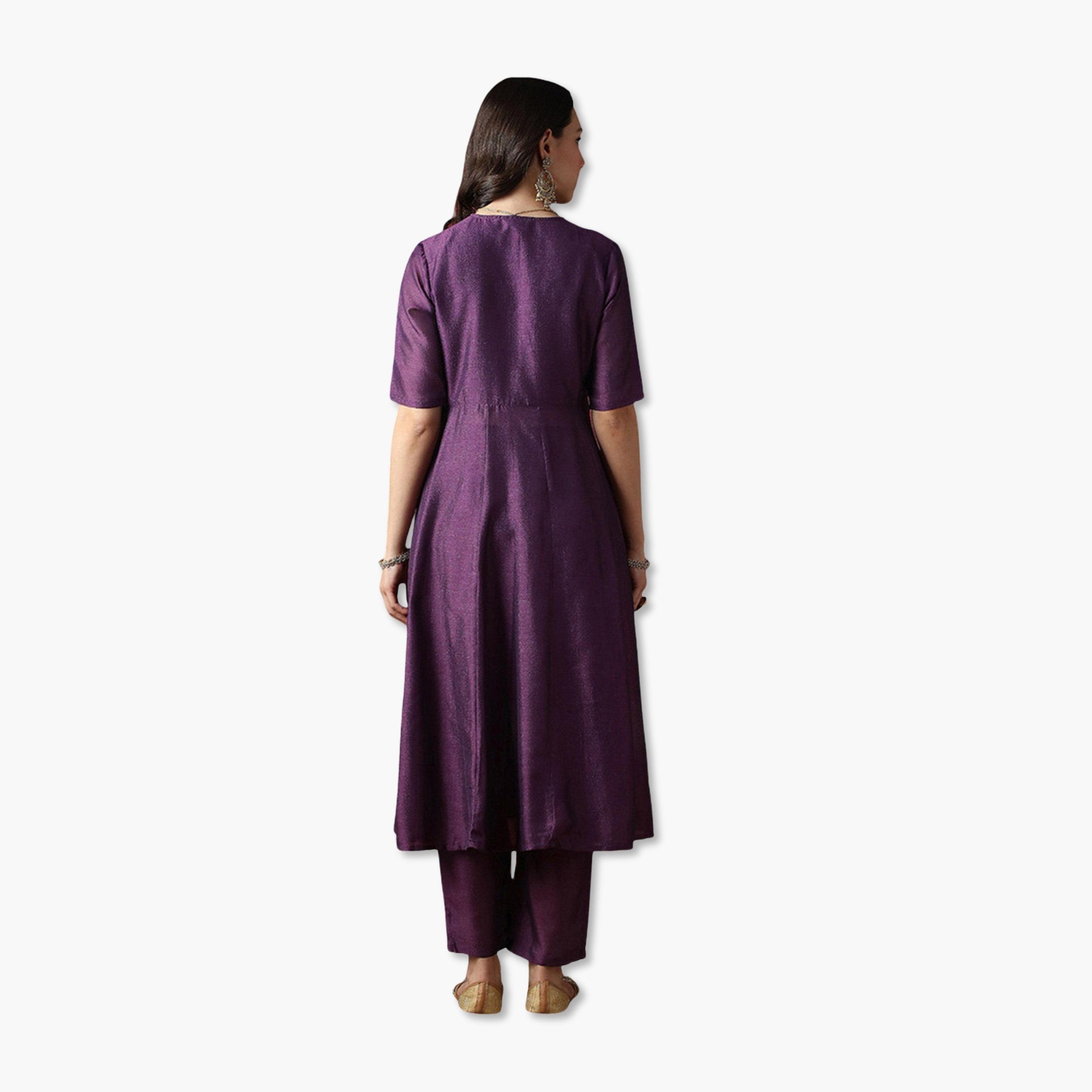 Globus X Styli Lace Detail Anarkali Kurta and Straight Pants Festive Set-women-clothing-ethnicwear-kurtasets-image-3