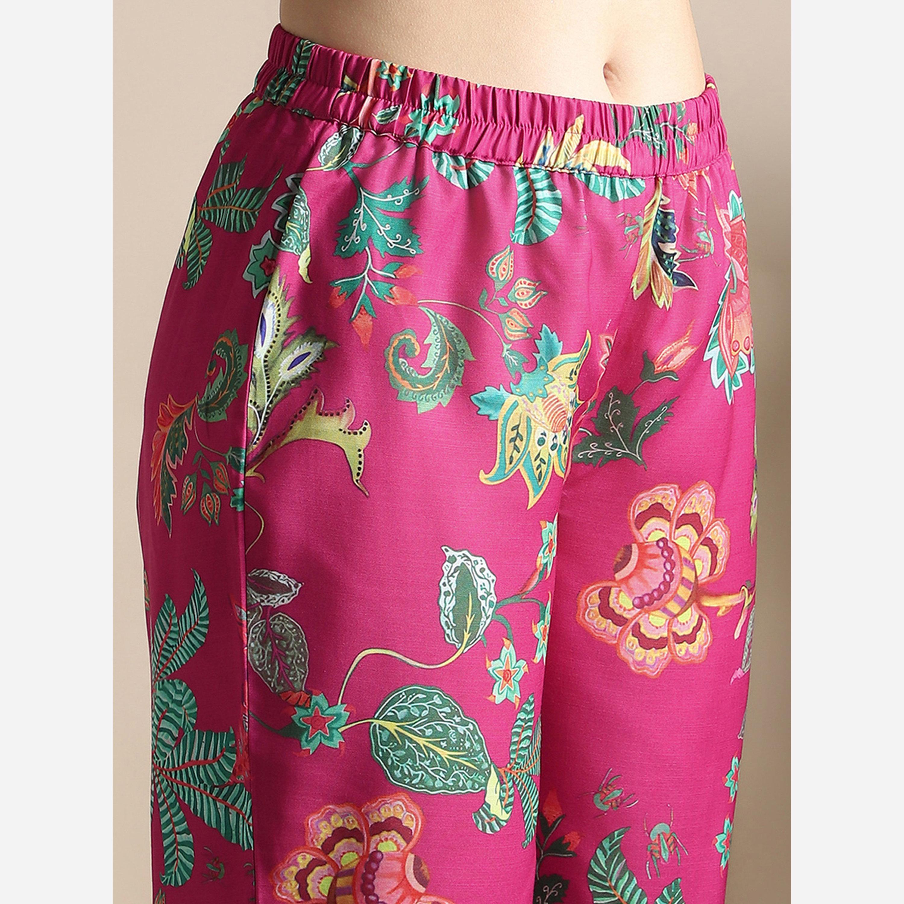 Globus X Styli Zari Embroidered Floral Print Anarkali Kurta and Pants Festive Set-women-clothing-ethnicwear-kurtasets-image-4