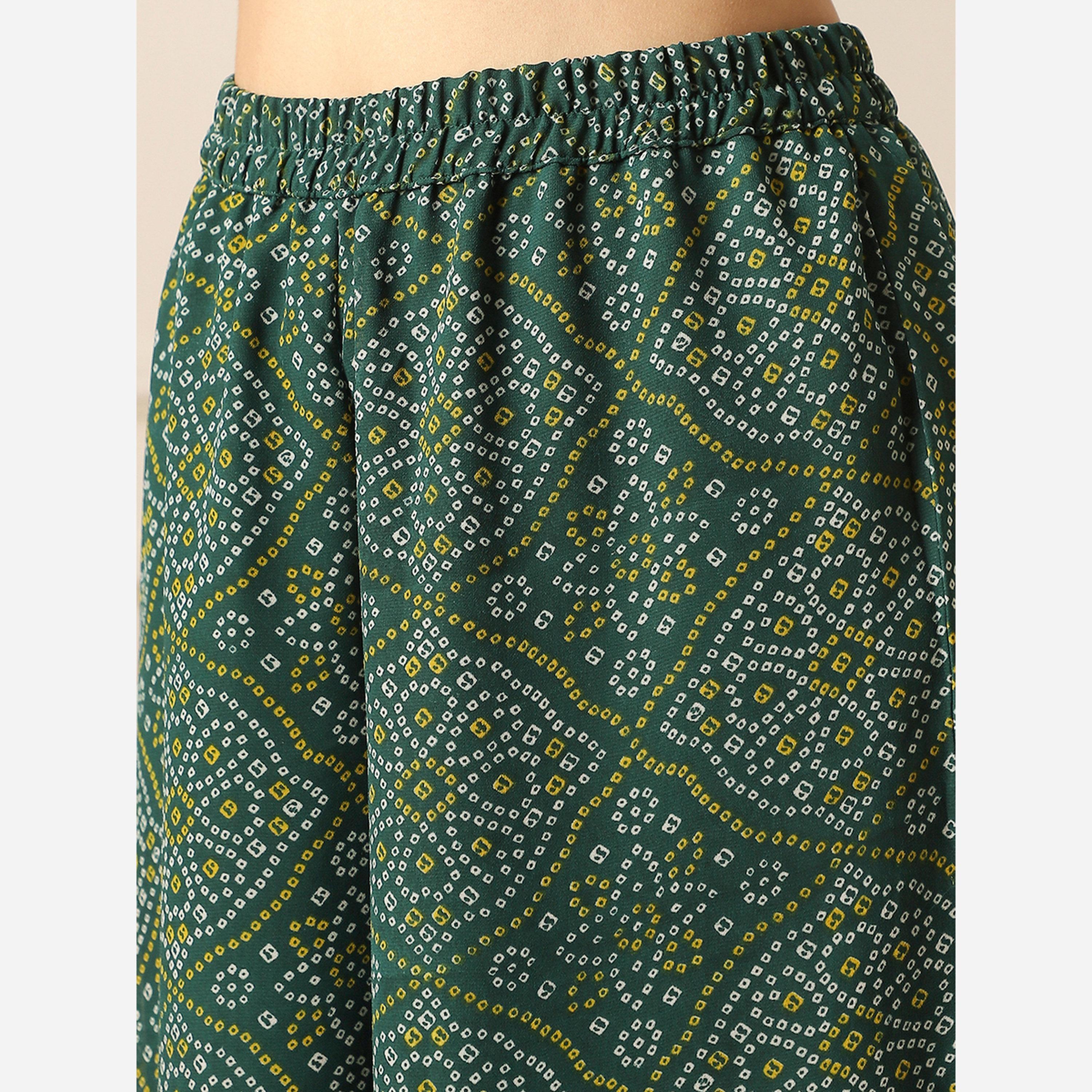 غلوبوص × ستايلي - قميص كورتا طويل وبالازو جورجيت طبعة دانتيل زاري بانديني-women-clothing-ethnicwear-kurtasets-image-5