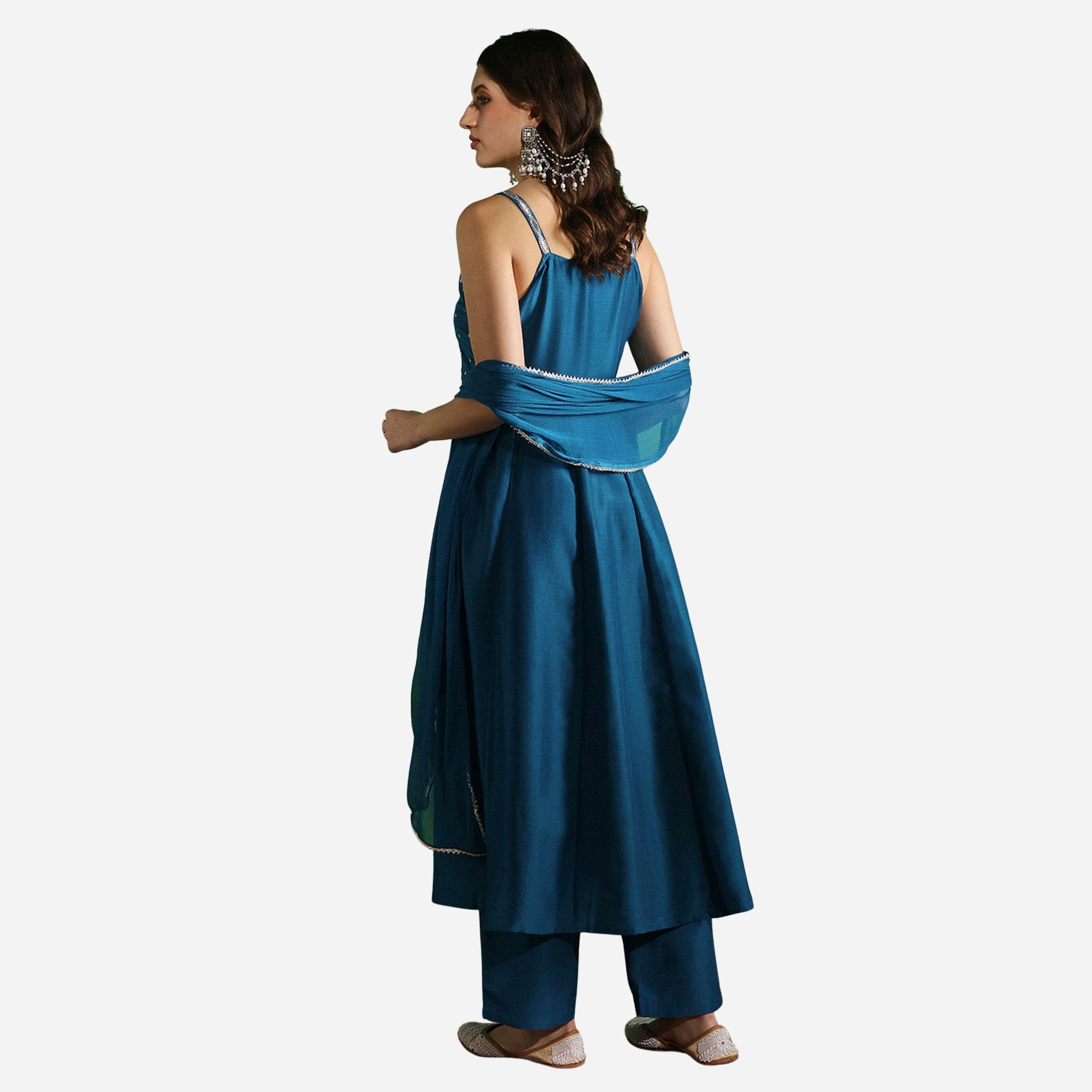 Globus X Styli Sequin Yoke Square Neck Anarkali Kurta, Pants and Dupatta Set-women-clothing-ethnicwear-kurtasets-image-3