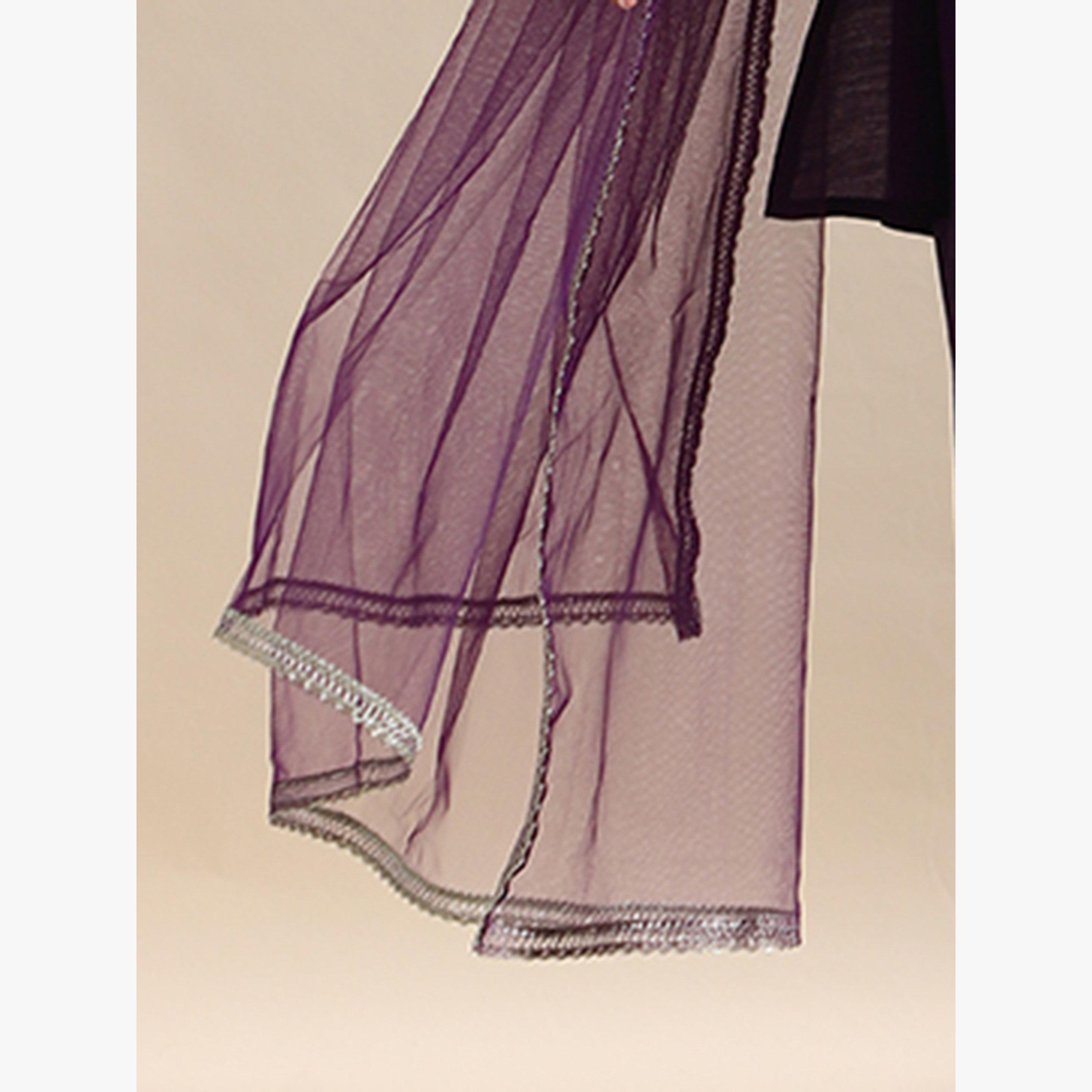 طقم كورتا بلا أكمام مطرزة بزاري مع بنطال وشيلة مزينة-women-clothing-ethnicwear-kurtasets-image-6