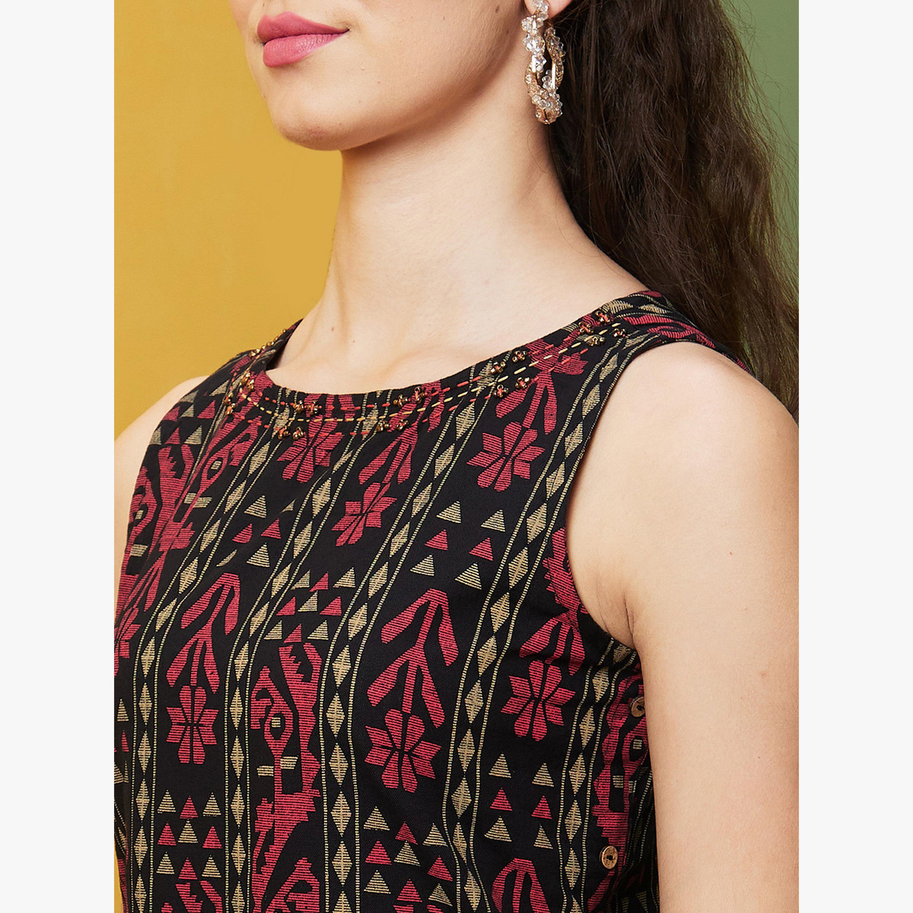 طقم كورتا مستقيمة بتط-women-clothing-ethnicwear-kurtasets-image-4