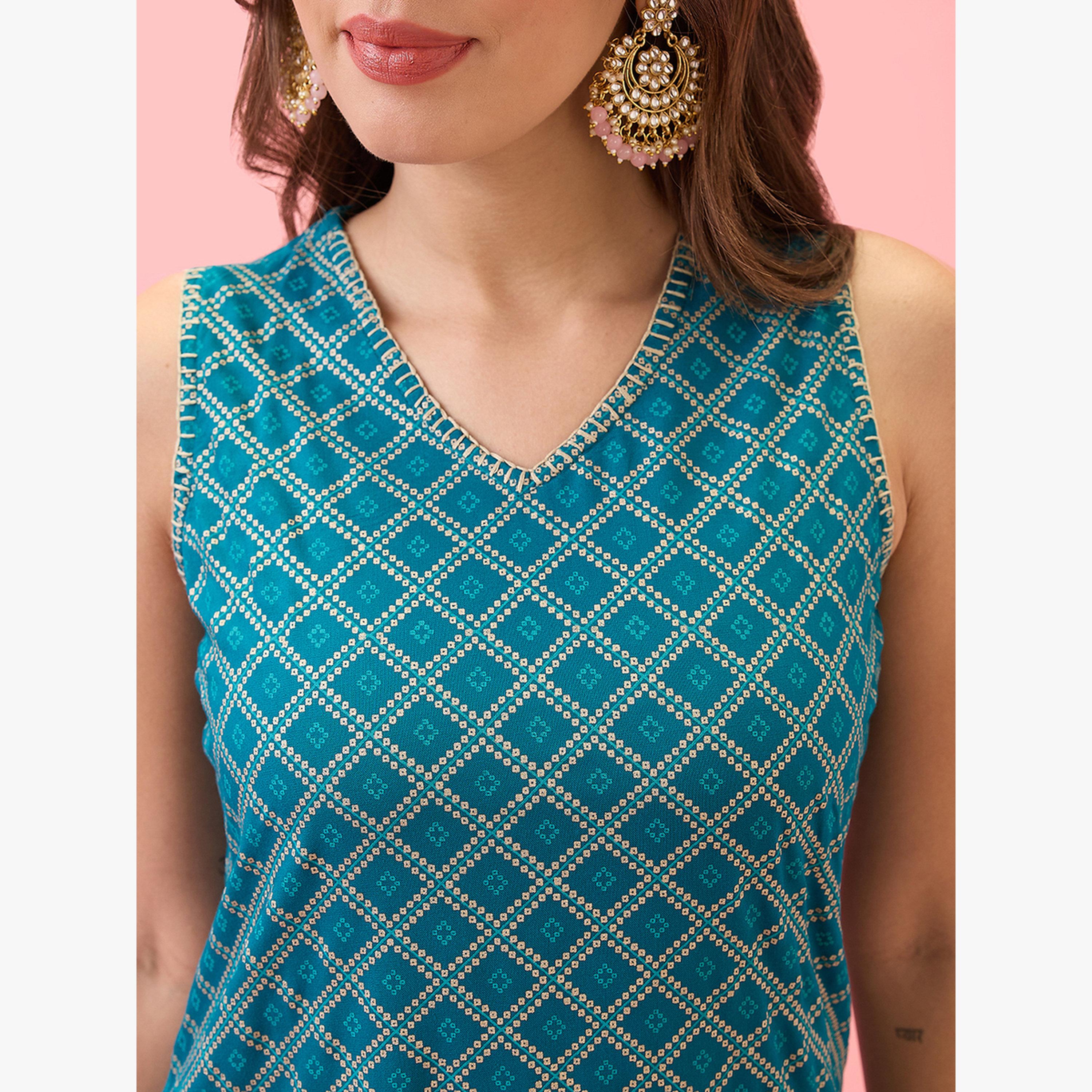 طقم كورتا للعمل وتطريز بالخيوط مع بنطال بحافة واسعة-women-clothing-ethnicwear-kurtasets-image-4