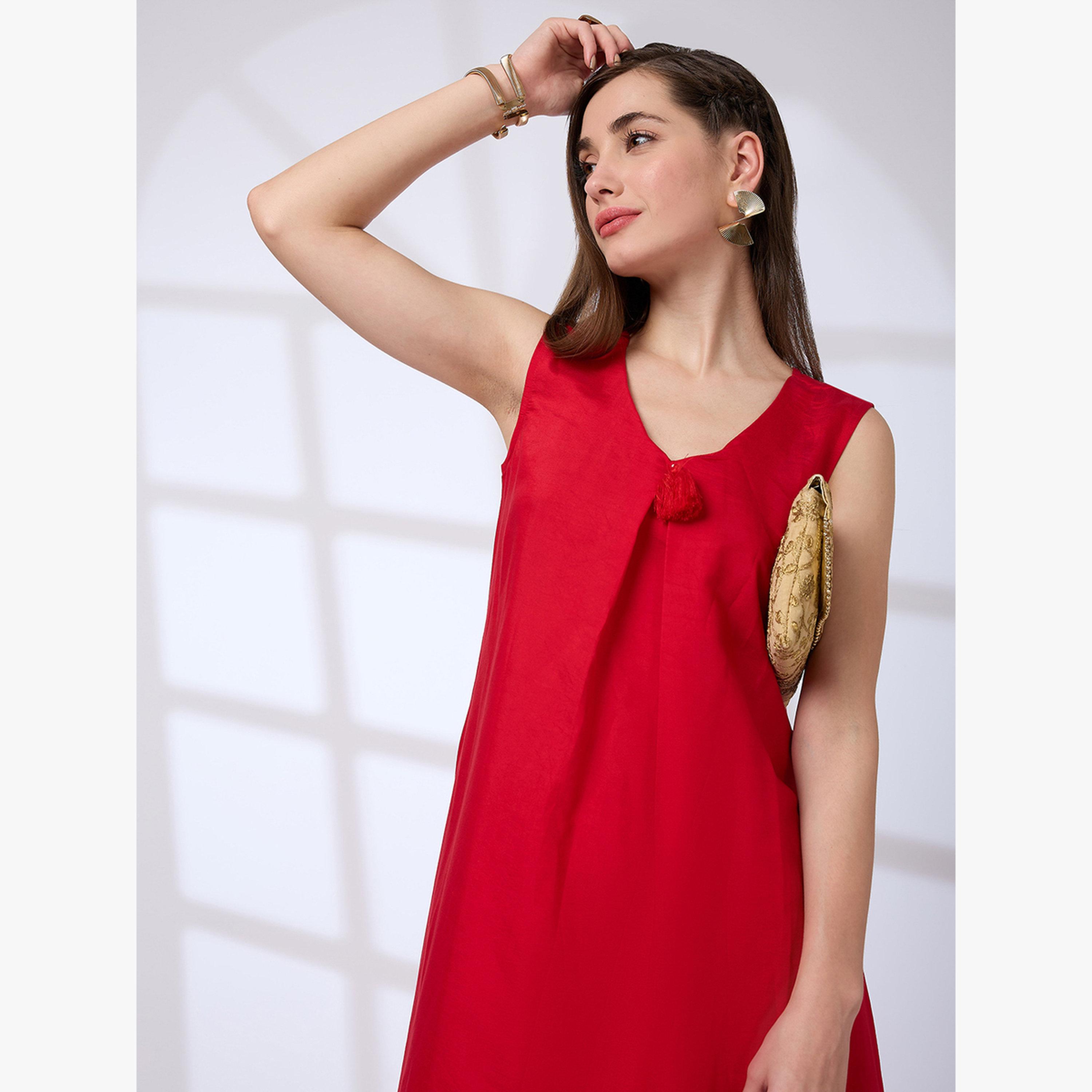 طقم كورتا فيوجن بحافة واسعة مزينة بشراريب مع بنطال مستقيم-women-clothing-ethnicwear-kurtasets-image-6