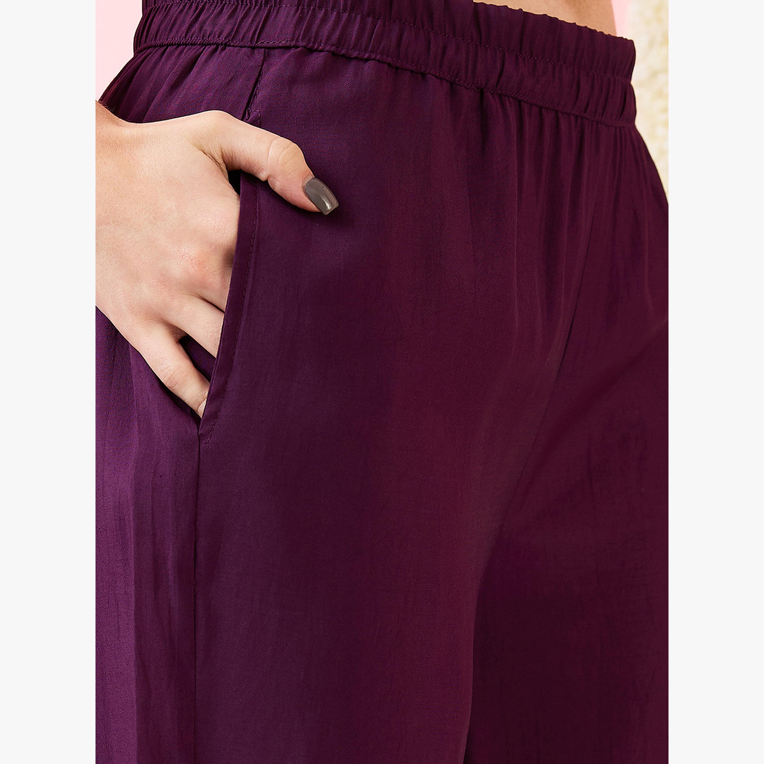 طقم كورتا فيوجن بحافة واسعة مزينة بشراريب مع بنطال مستقيم-women-clothing-ethnicwear-kurtasets-image-5