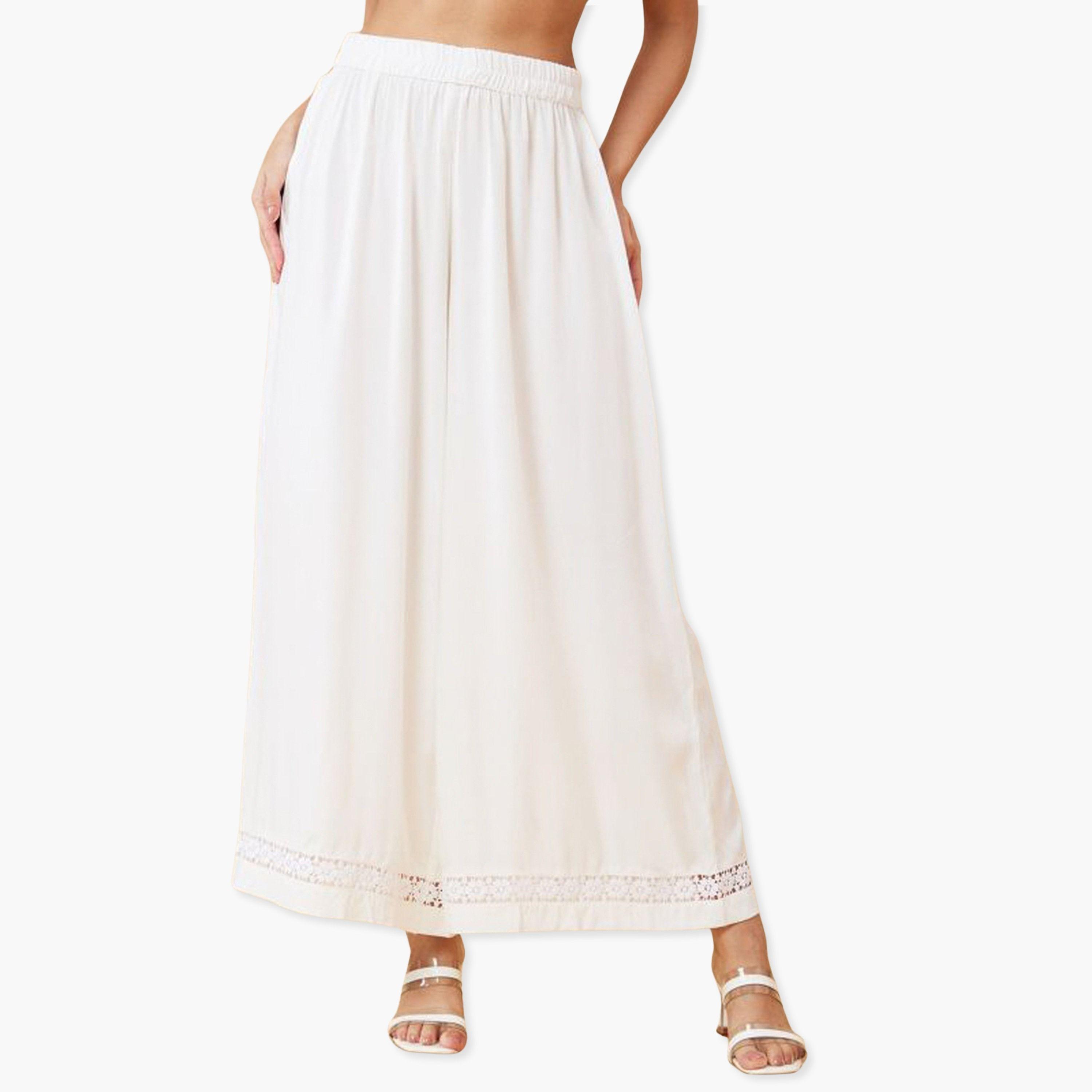 Globus X Styli Floral Lace Hem Design Flowy Ethnic Palazzos-women-clothing-ethnicwear-bottoms-palazzos-image-1
