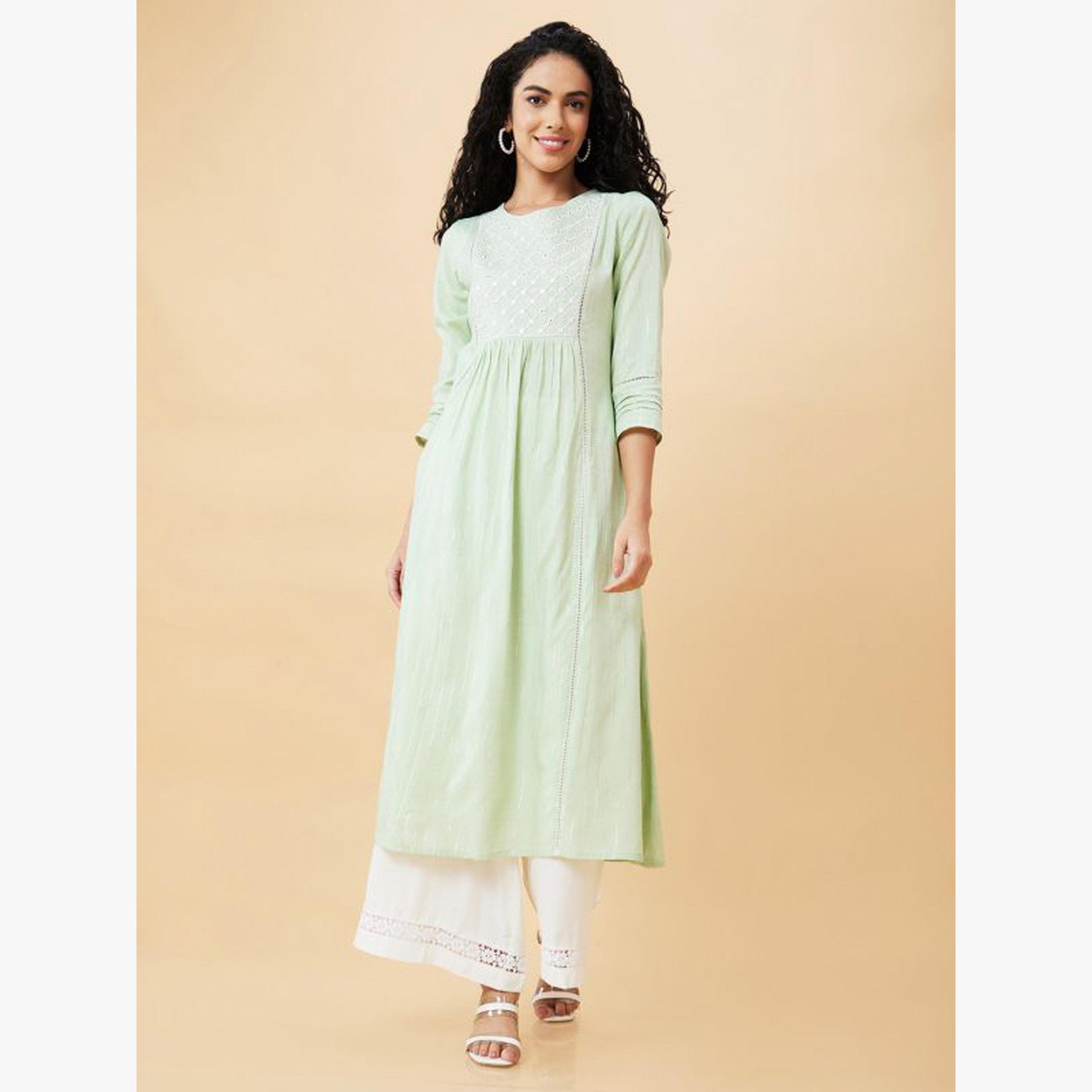 Globus X Styli Floral Lace Hem Design Flowy Ethnic Palazzos-women-clothing-ethnicwear-bottoms-palazzos-image-2
