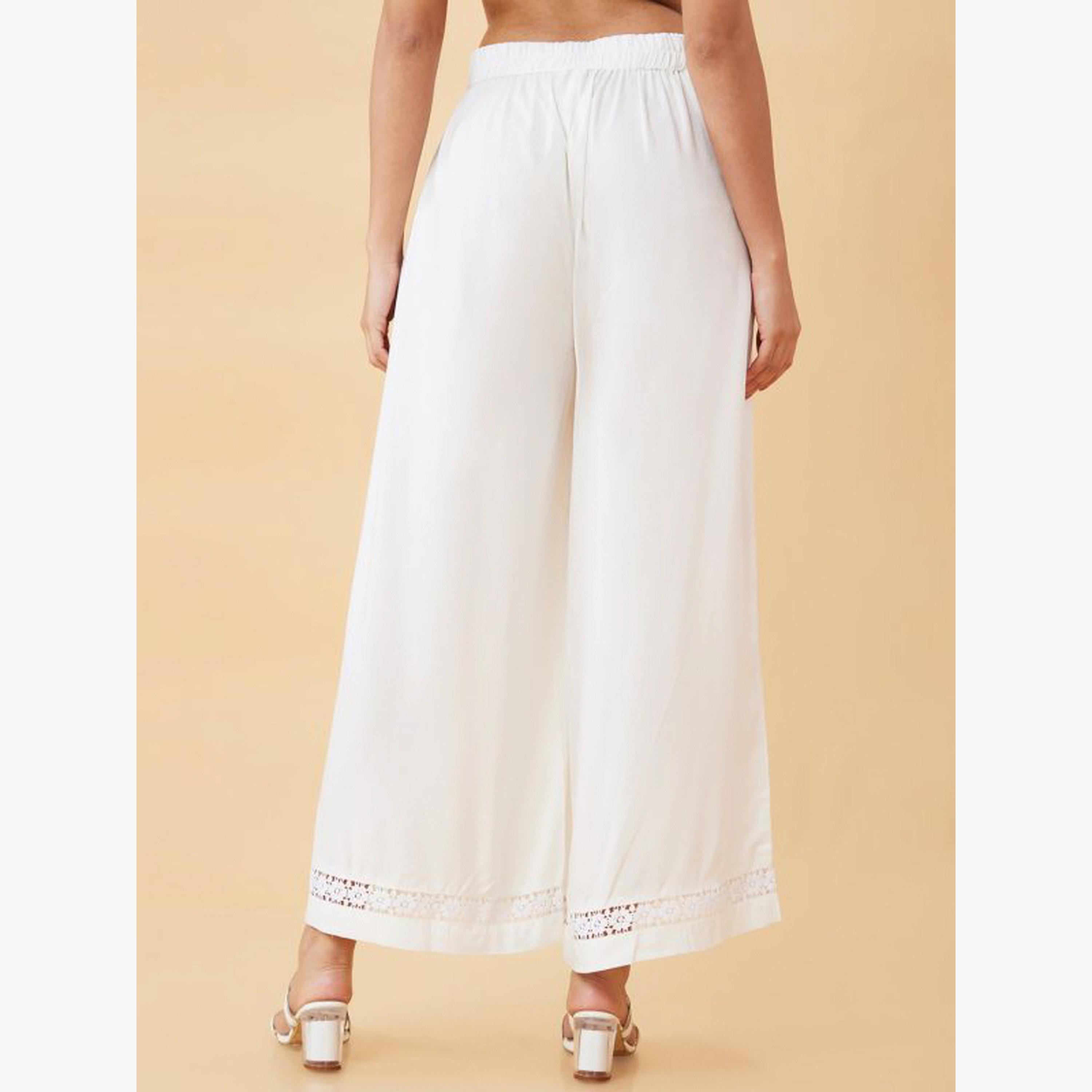 Globus X Styli Floral Lace Hem Design Flowy Ethnic Palazzos-women-clothing-ethnicwear-bottoms-palazzos-image-5