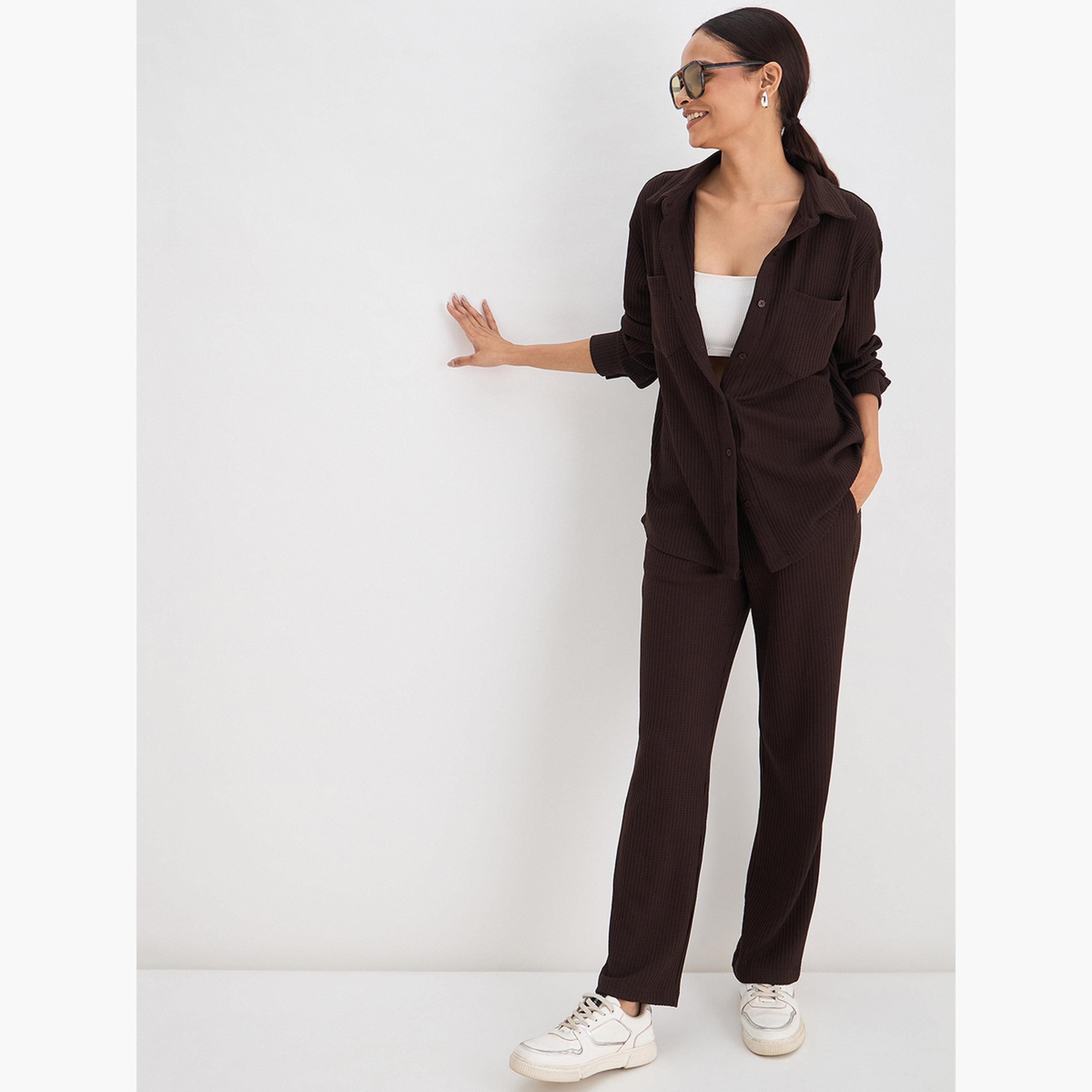 قميص بأزرار محبوك بنمط وافل-women-clothing-shirtsandblouses-shirts-image-5