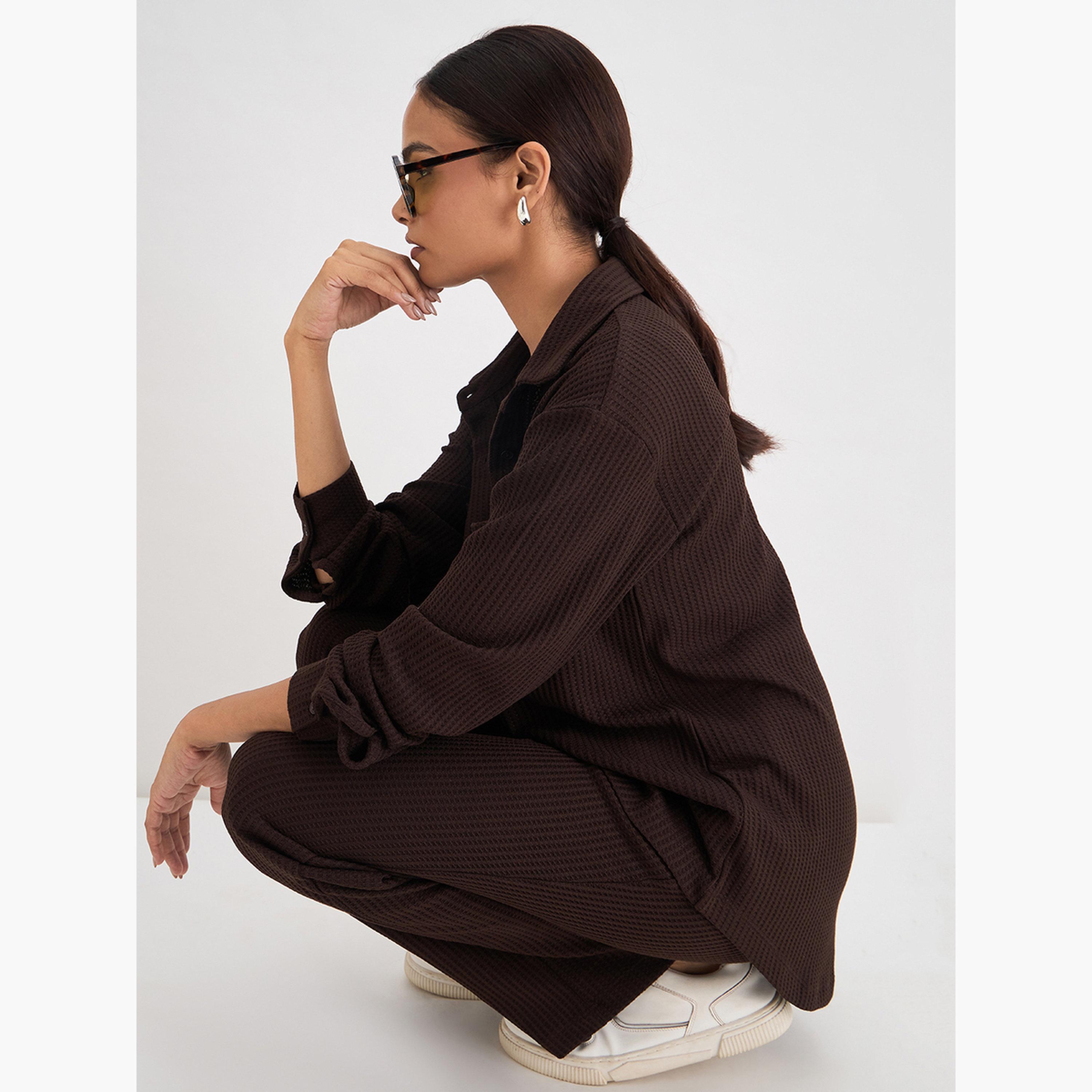 قميص بأزرار محبوك بنمط وافل-women-clothing-shirtsandblouses-shirts-image-6