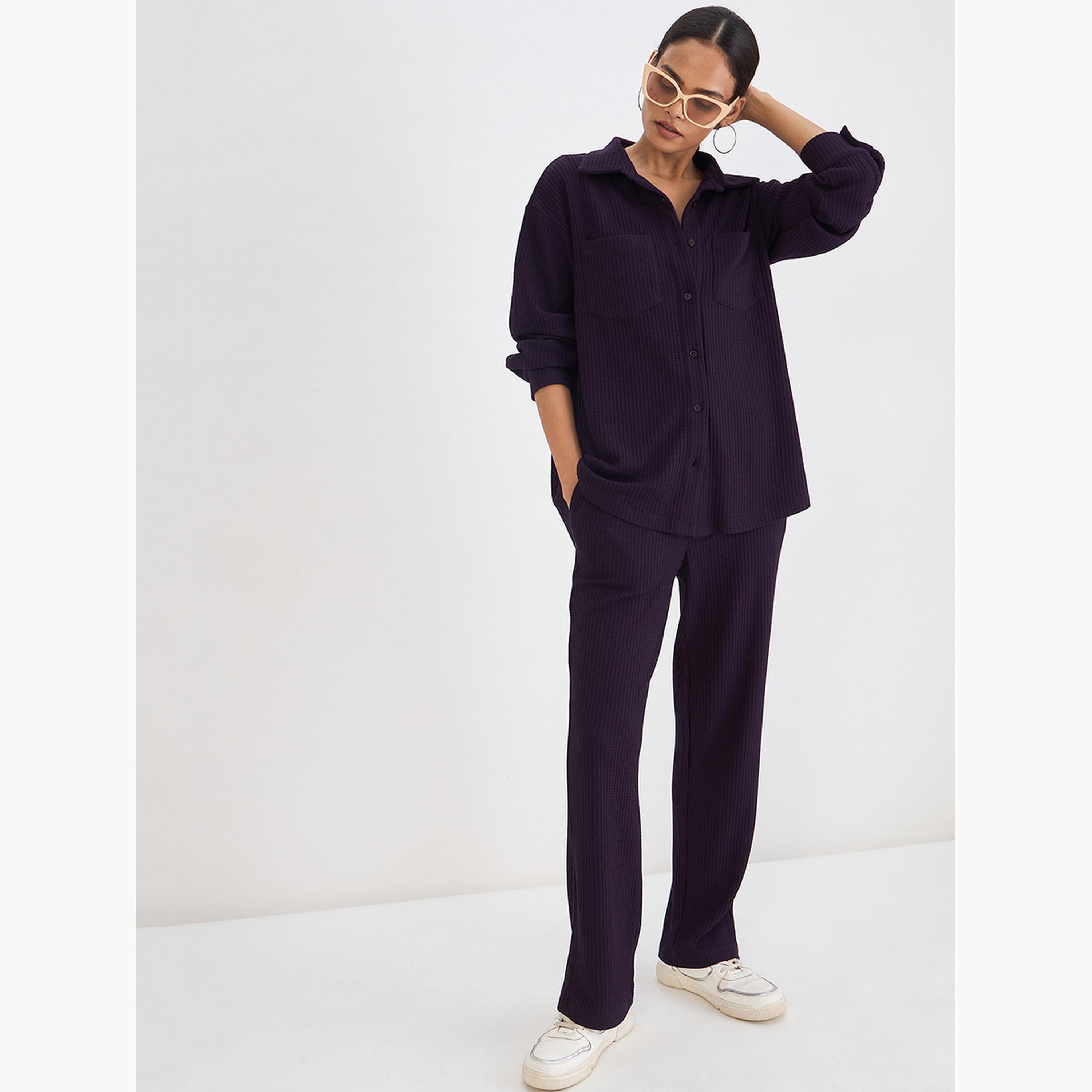 قميص بأزرار محبوك بنمط وافل-women-clothing-shirtsandblouses-shirts-image-5