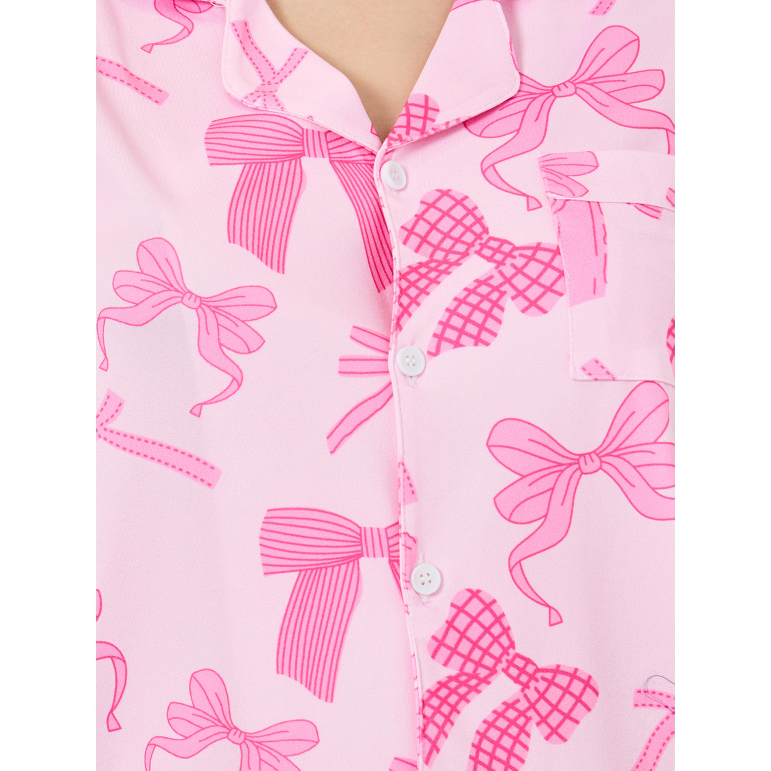 طقم من بلوزة بأزرار وطبعة عقدة وشورت-women-clothing-nightwear-pyjamas-shortsets-image-1