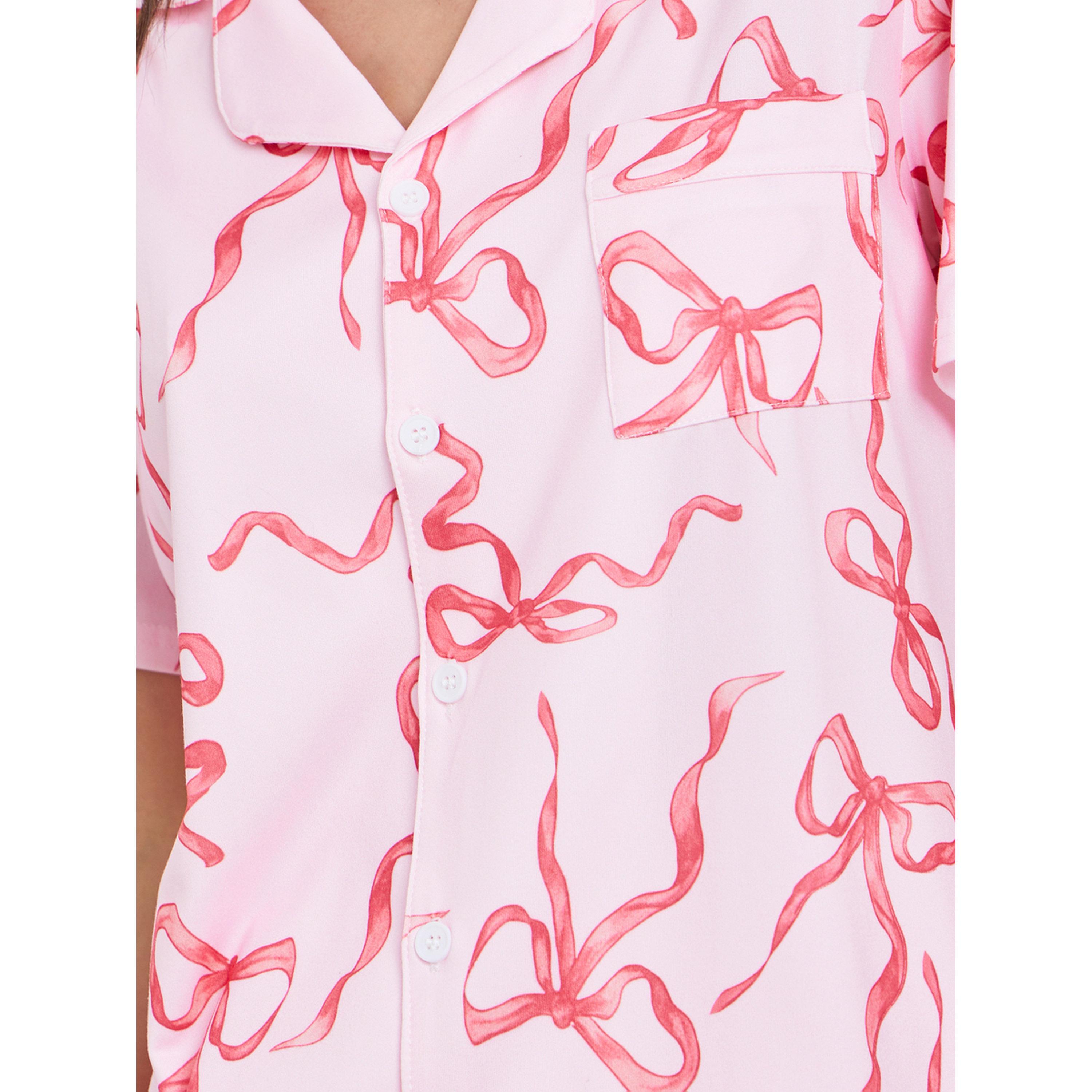 طقم بيجاما من بنطال وبلوزة بأزرار وطبعة فيونكة-women-clothing-nightwear-pyjamas-longsets-image-5