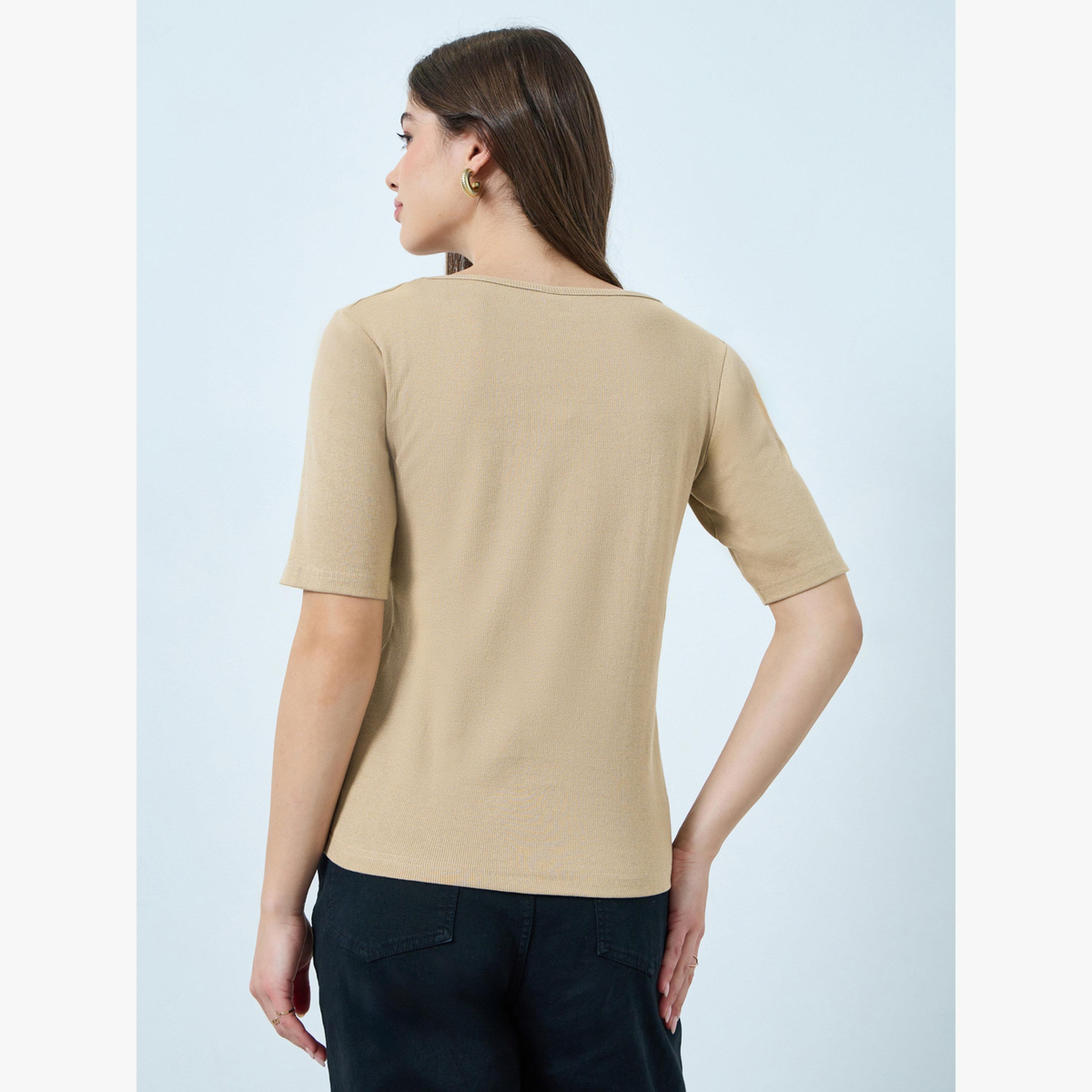 تيشيرت ضيق بياقة مربعة-women-clothing-tshirts-image-4
