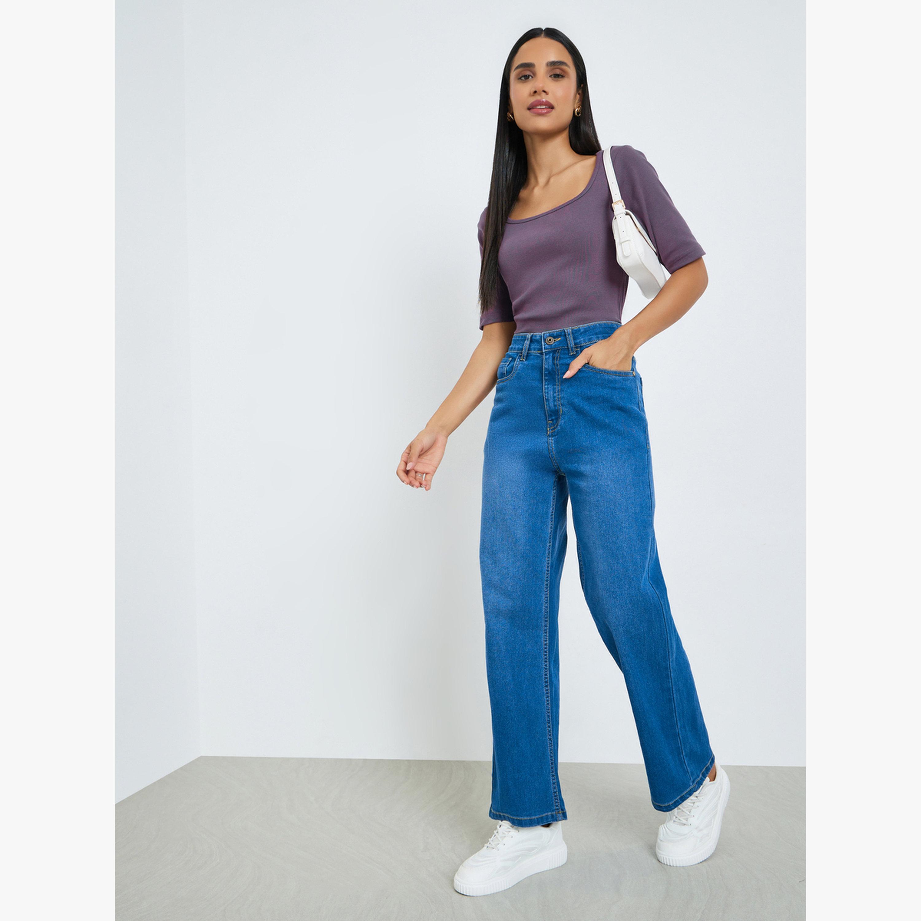 تي شيرت قطن 100% بقصة ضيقة وياقة مربعة-women-clothing-tshirts-image-2