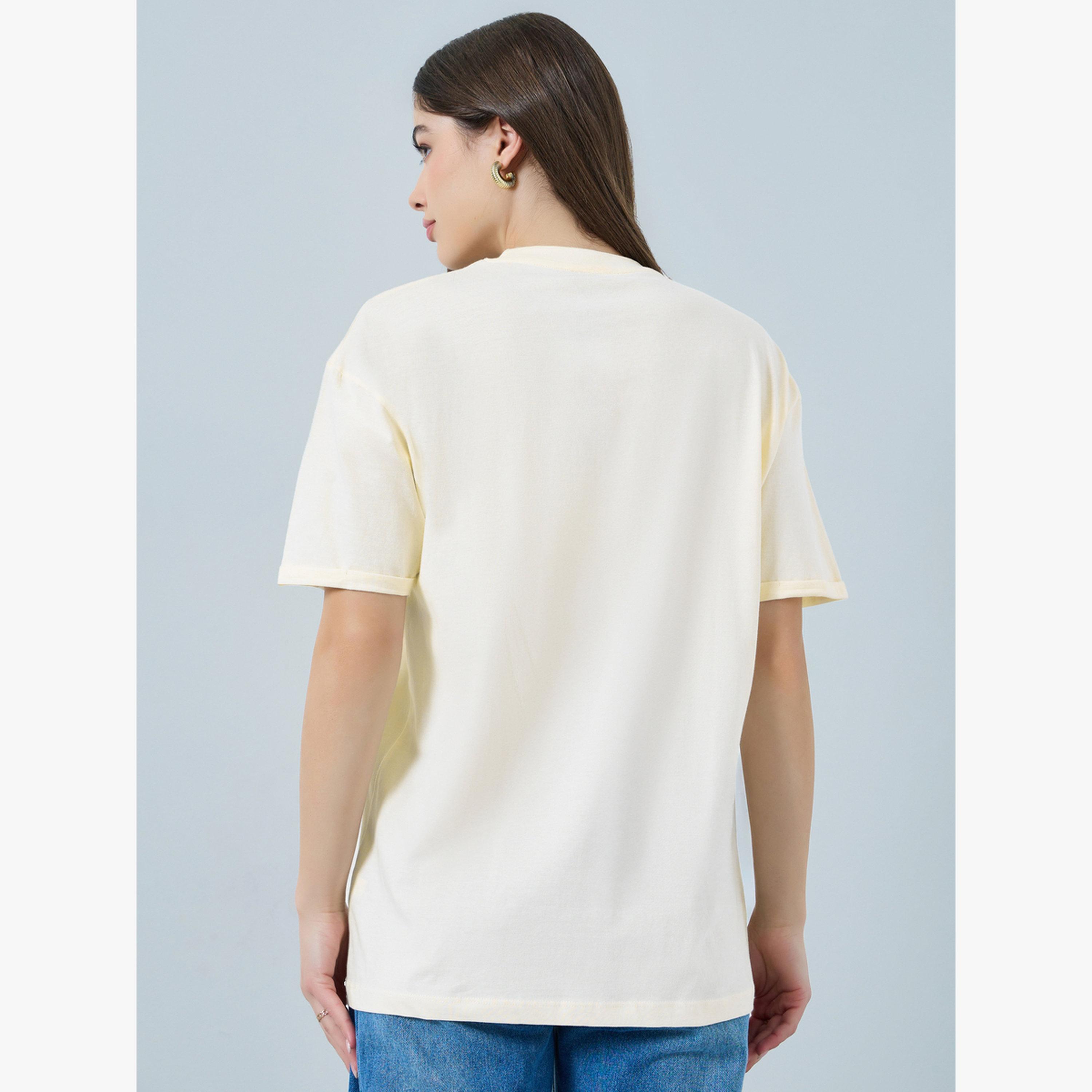 Styli Cream Oversized Cotton T-Shirt-women-clothing-tshirts-image-4