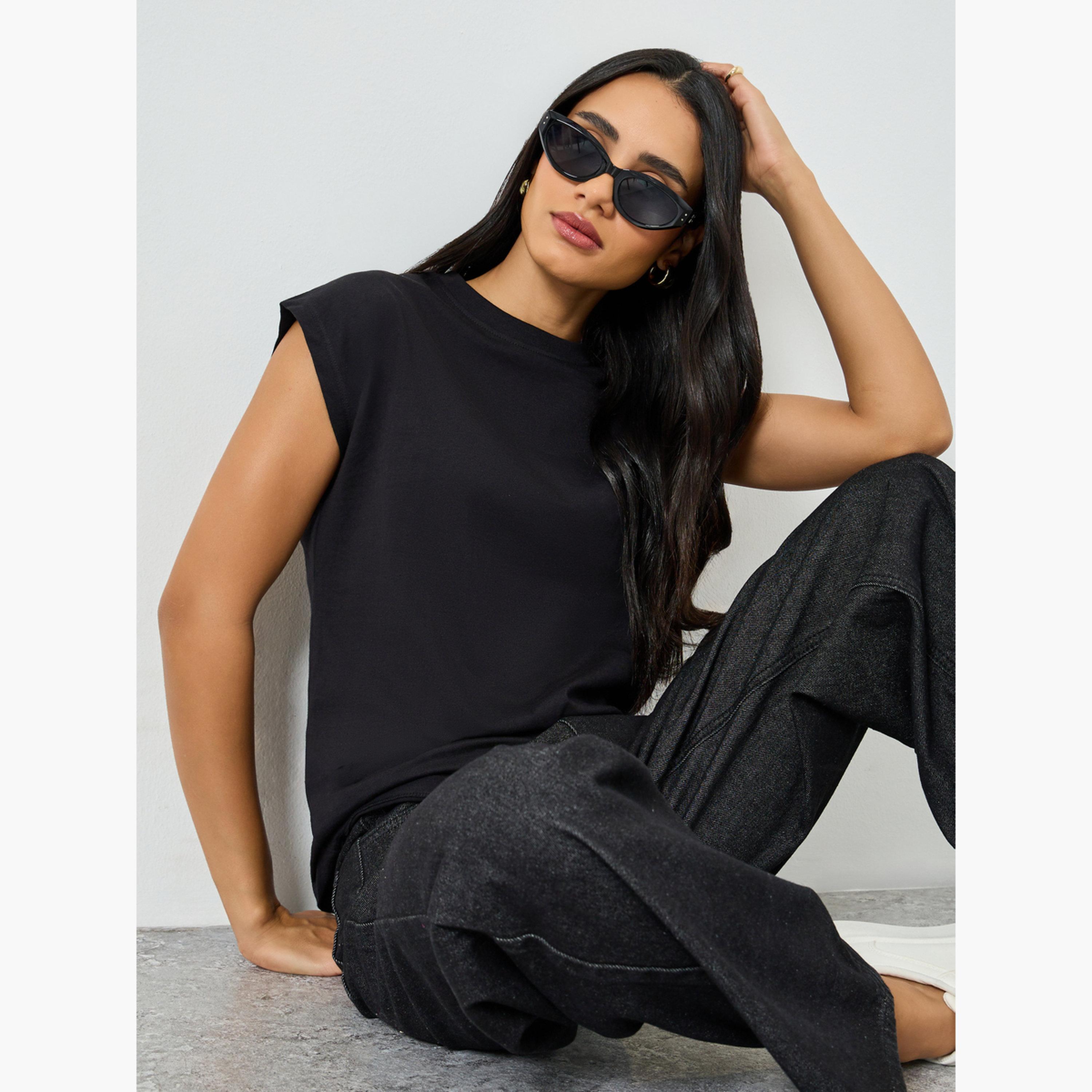 تيشيرت قطني بأكمام كاب-women-clothing-tshirts-image-3