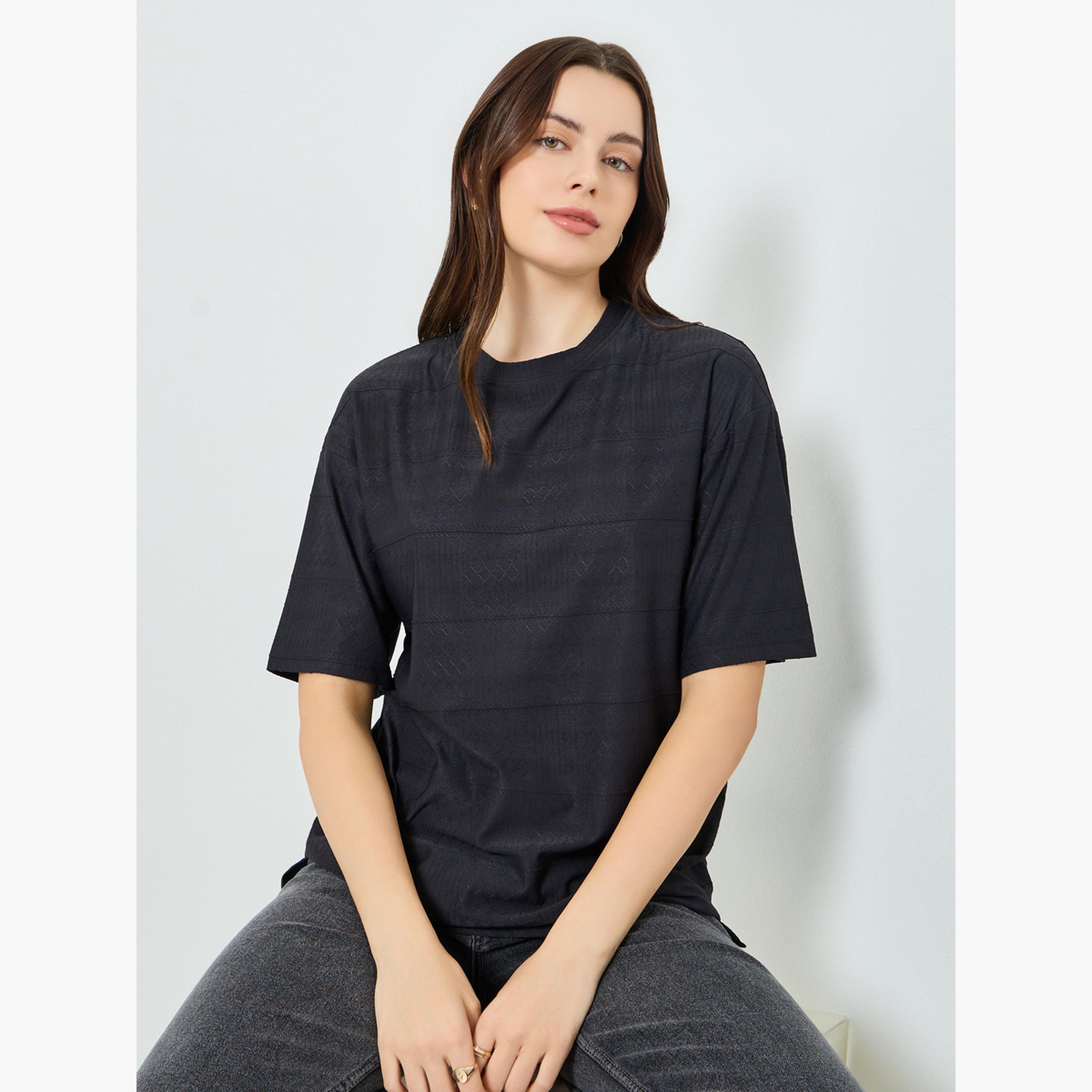 تيشيرت قصة مريحة بحافة غير متماثلة-women-clothing-tshirts-image-3
