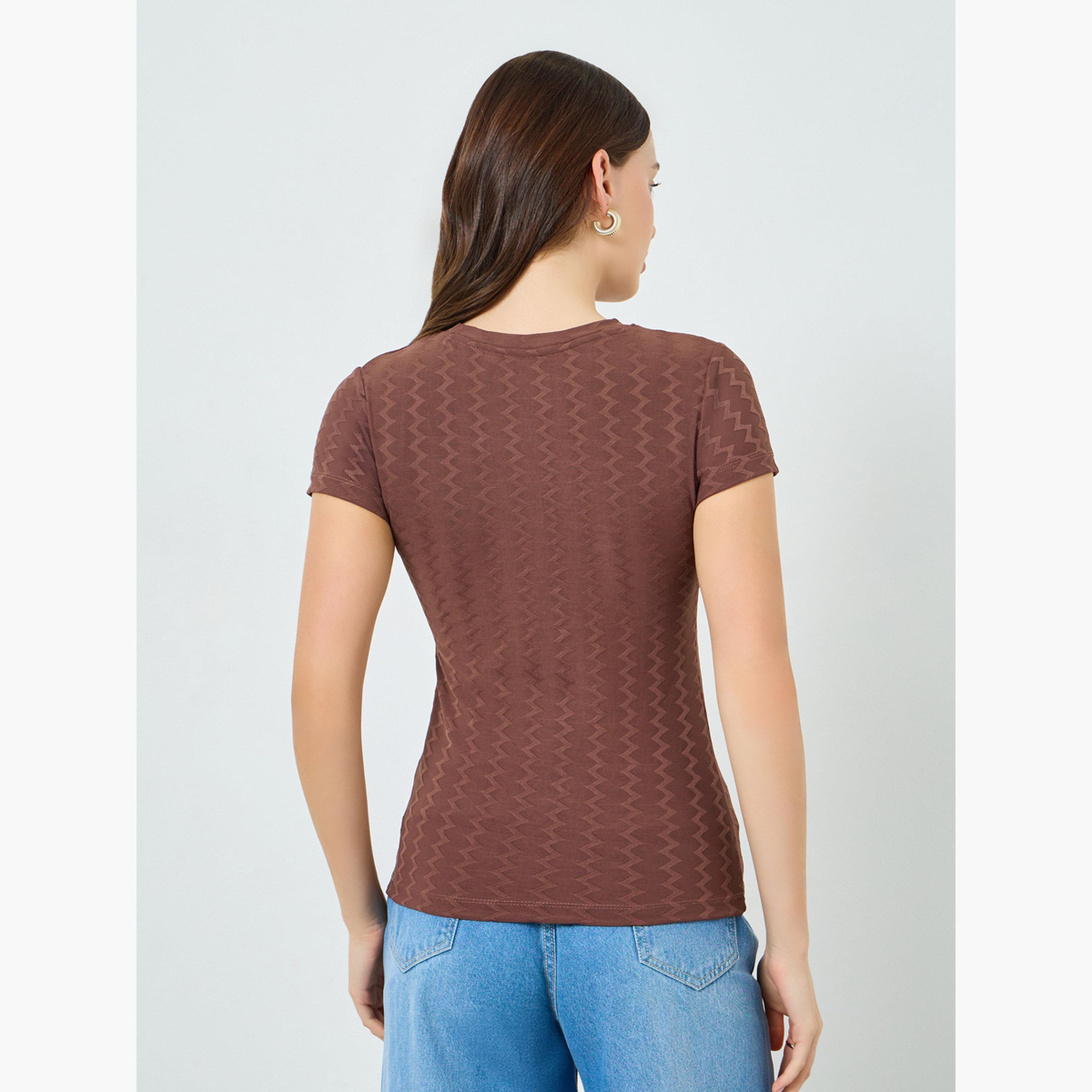 Styli Women Fitted Jacquard T-Shirt-women-clothing-tshirts-image-5
