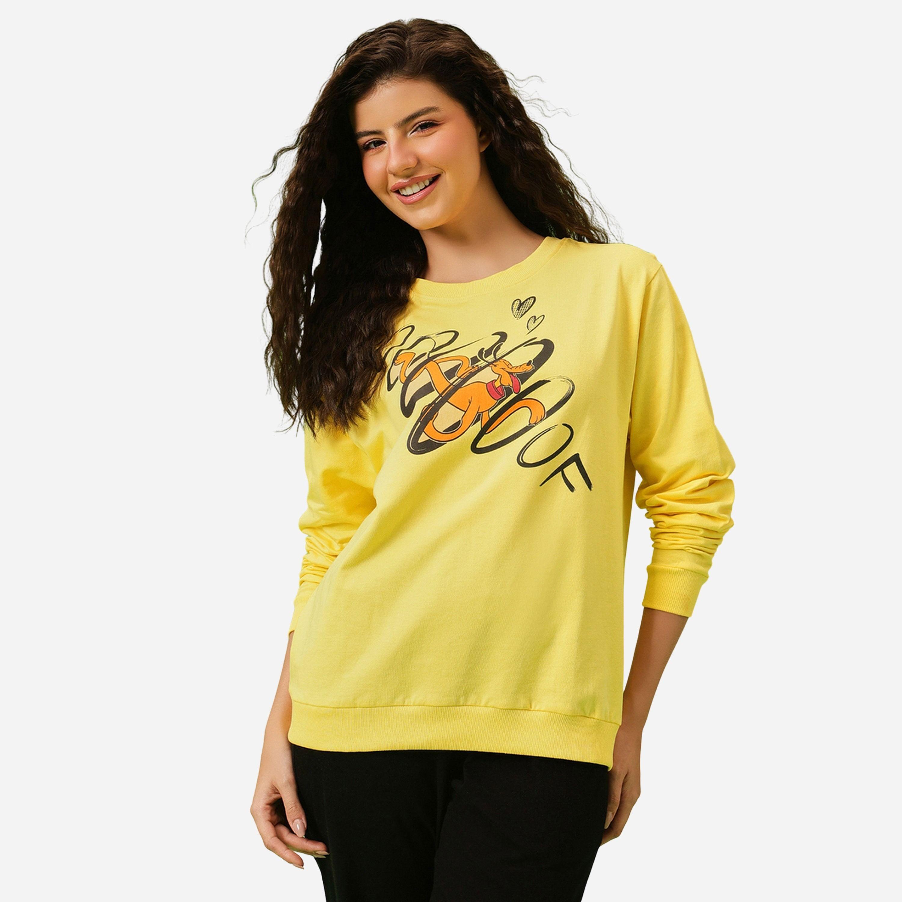 كلوفيا - سويت شيرت قطن لون أصفر فاتح طبعة بلوتو-women-winterwear-hoodiesandsweatshirts-sweatshirts-image-1